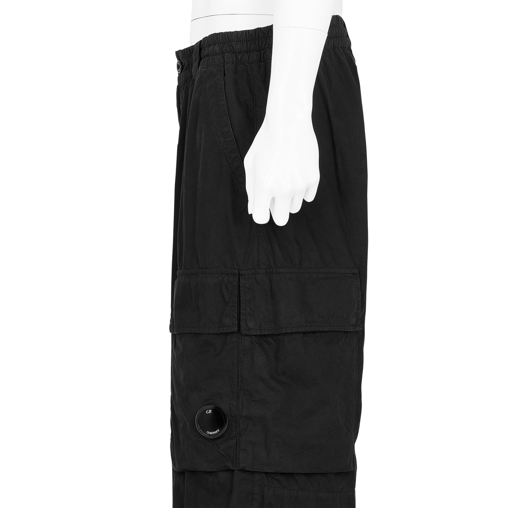 MICROREPS PEACHED CARGO PANTS BLACK