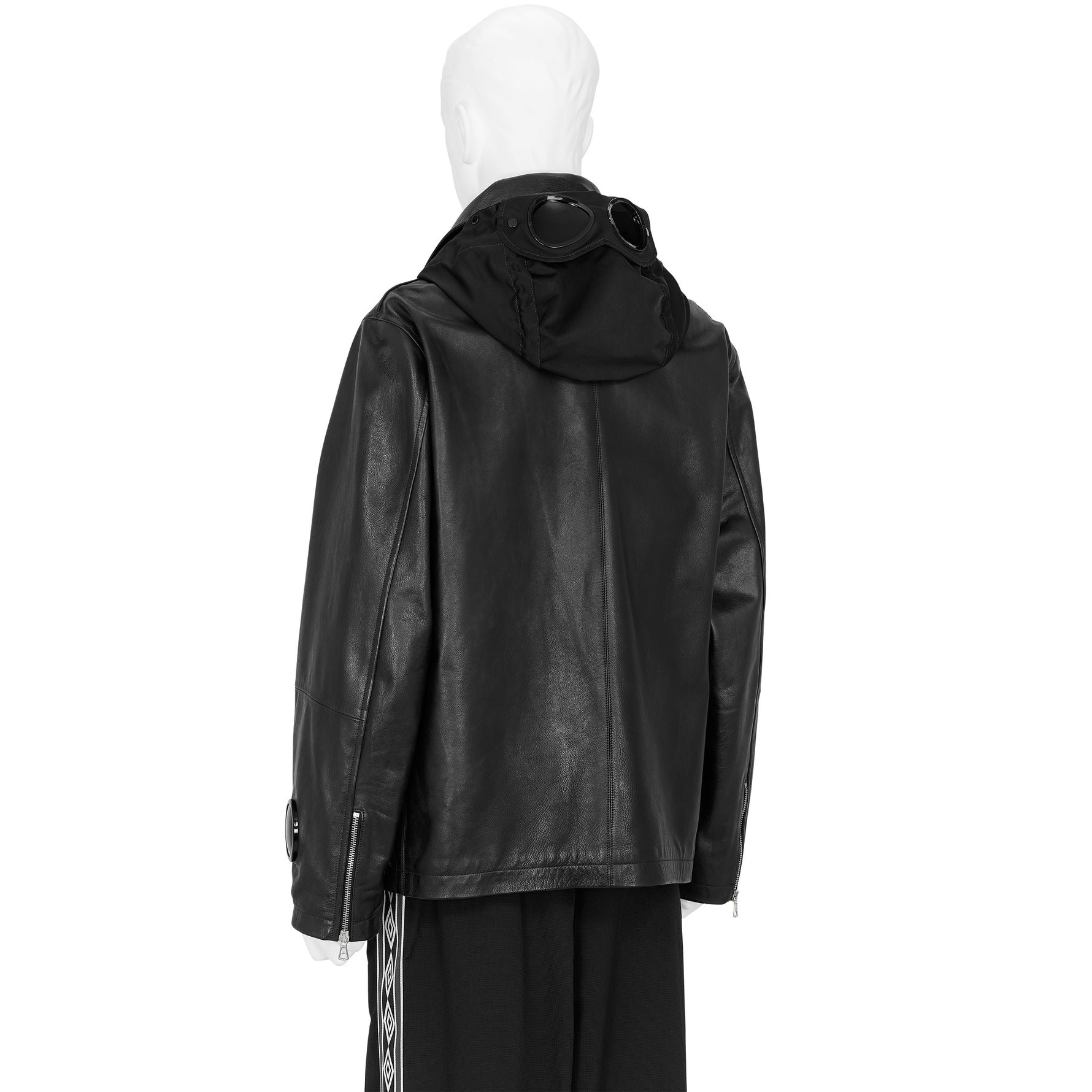 LEATHER GOGGLE JACKET BLACK