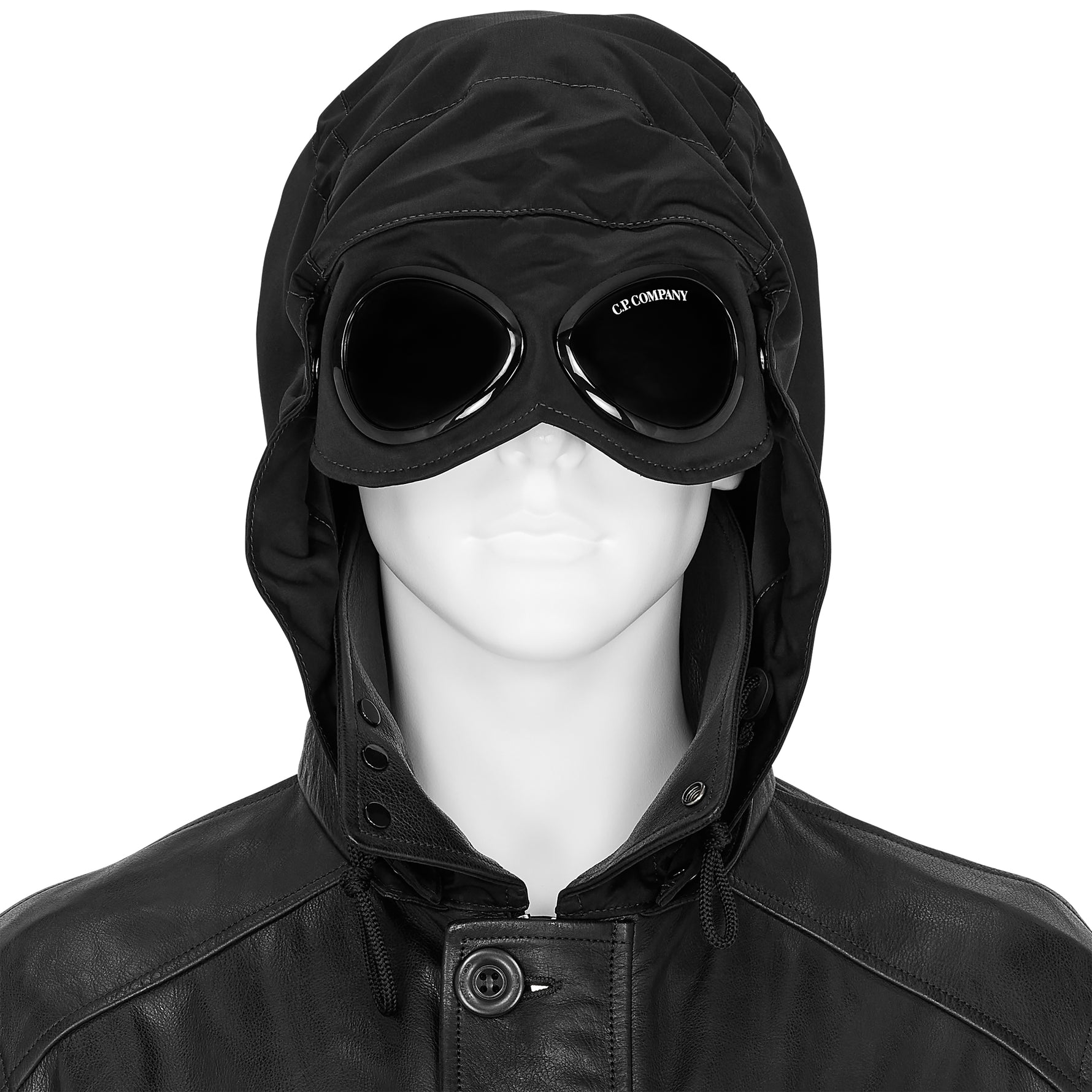 LEATHER GOGGLE JACKET BLACK