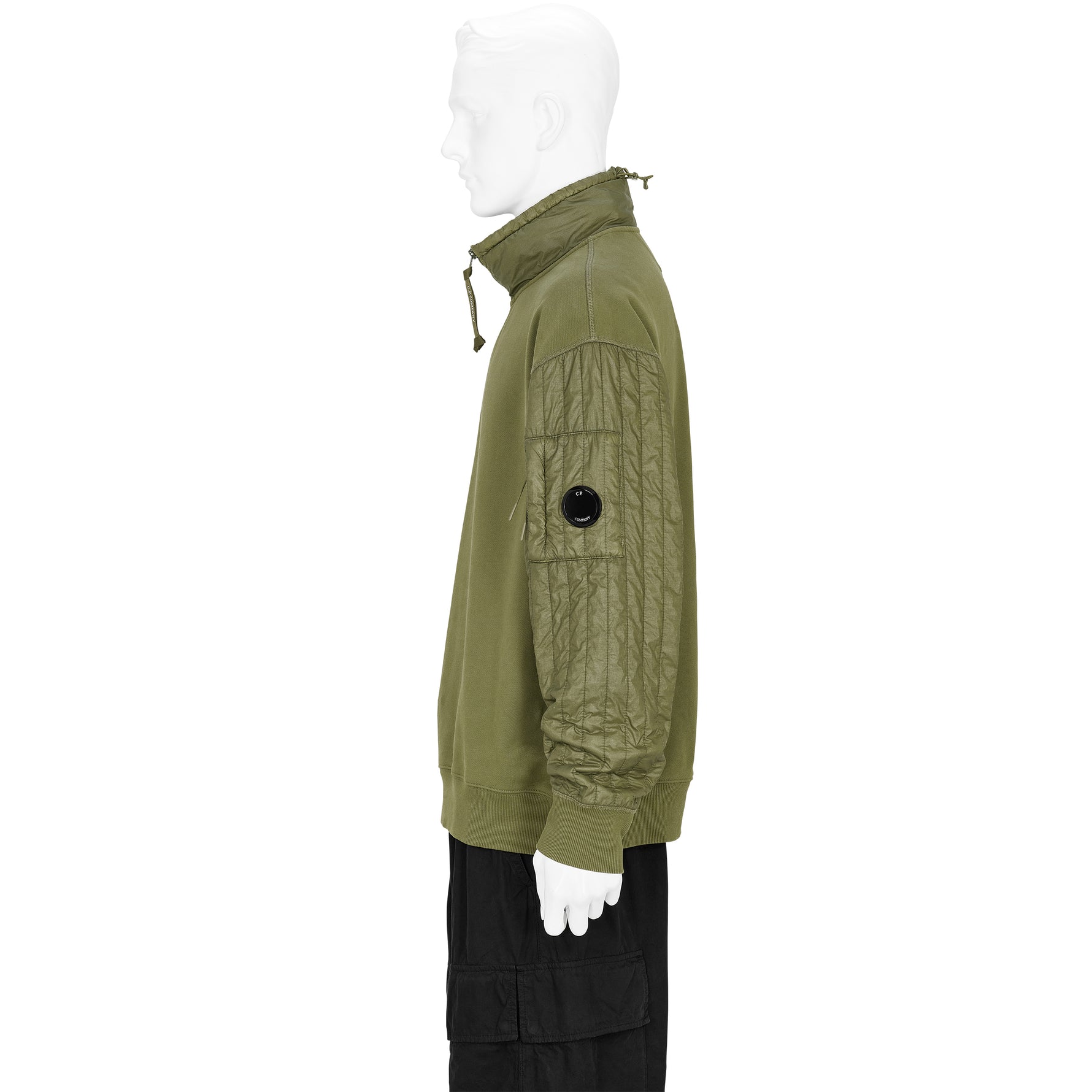 DIAGONAL RAISED FLEECE HALF ZIP SWEAT ELMWOOD GREEN
