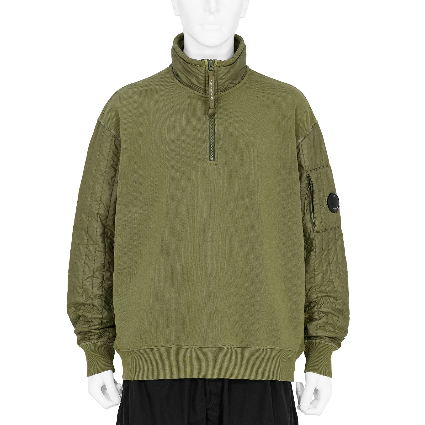 DIAGONAL RAISED FLEECE HALF ZIP SWEAT ELMWOOD GREEN