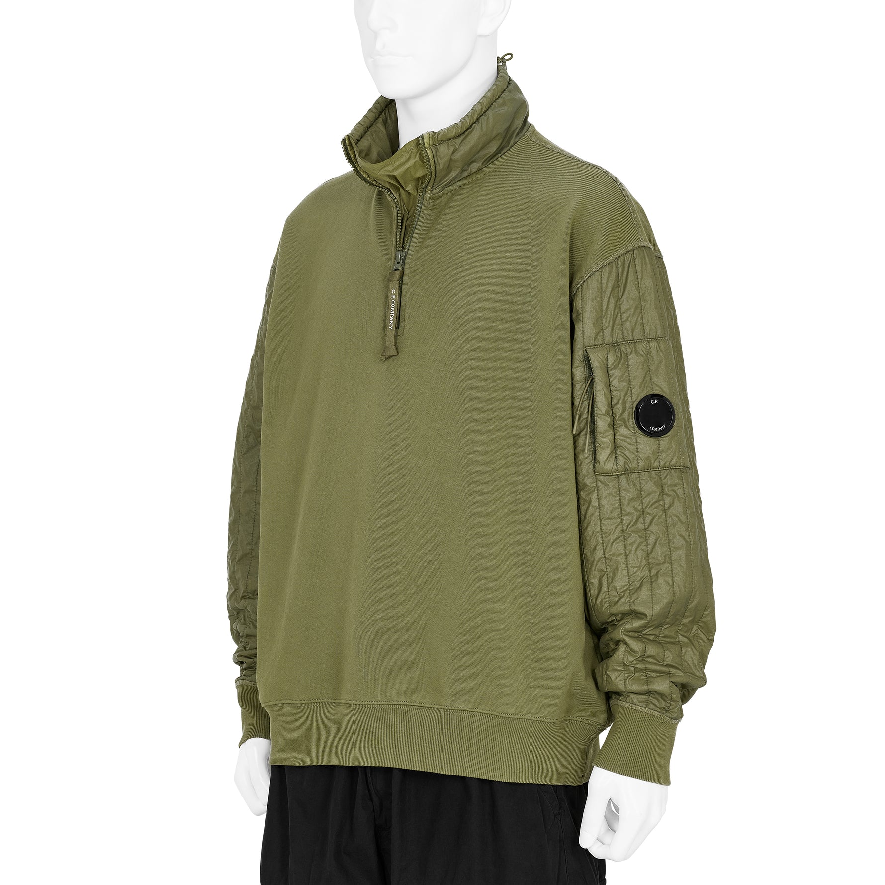 DIAGONAL RAISED FLEECE HALF ZIP SWEAT ELMWOOD GREEN