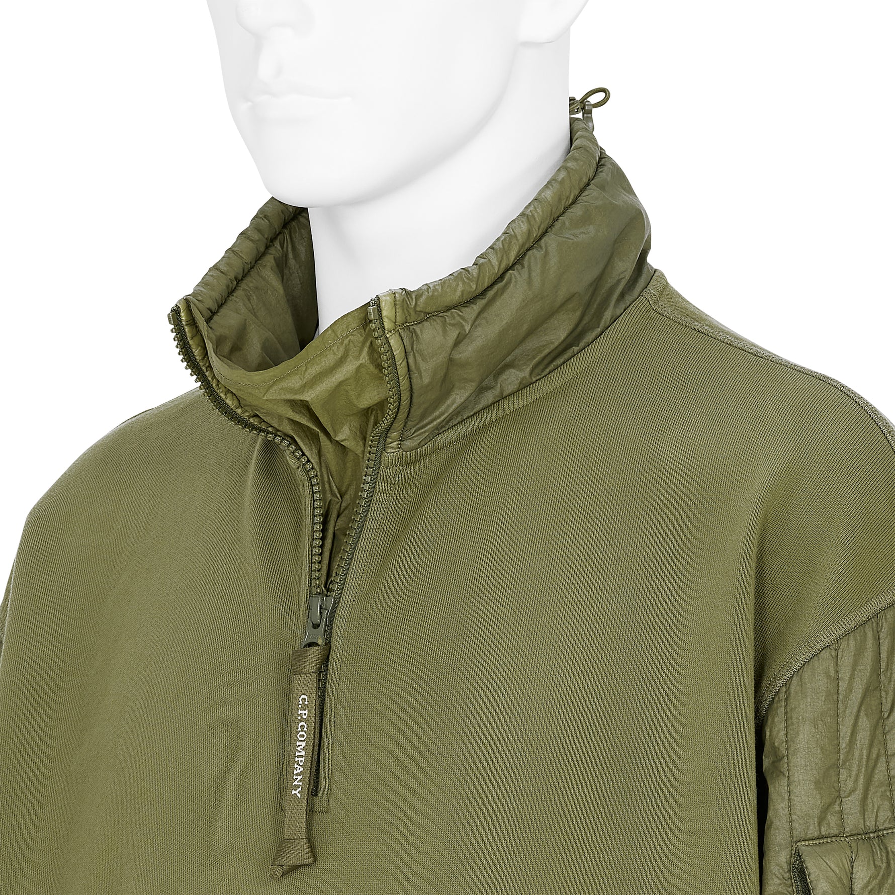 DIAGONAL RAISED FLEECE HALF ZIP SWEAT ELMWOOD GREEN