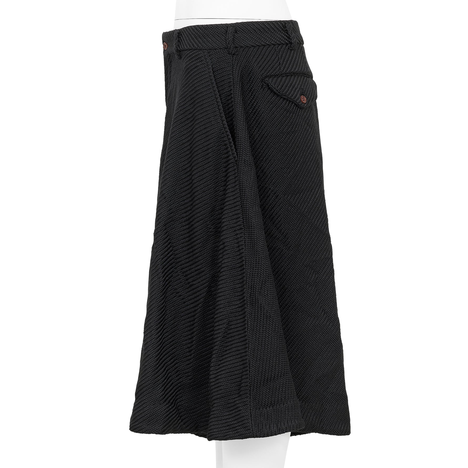 DIAGONAL POLYESTER SHORTS BLACK