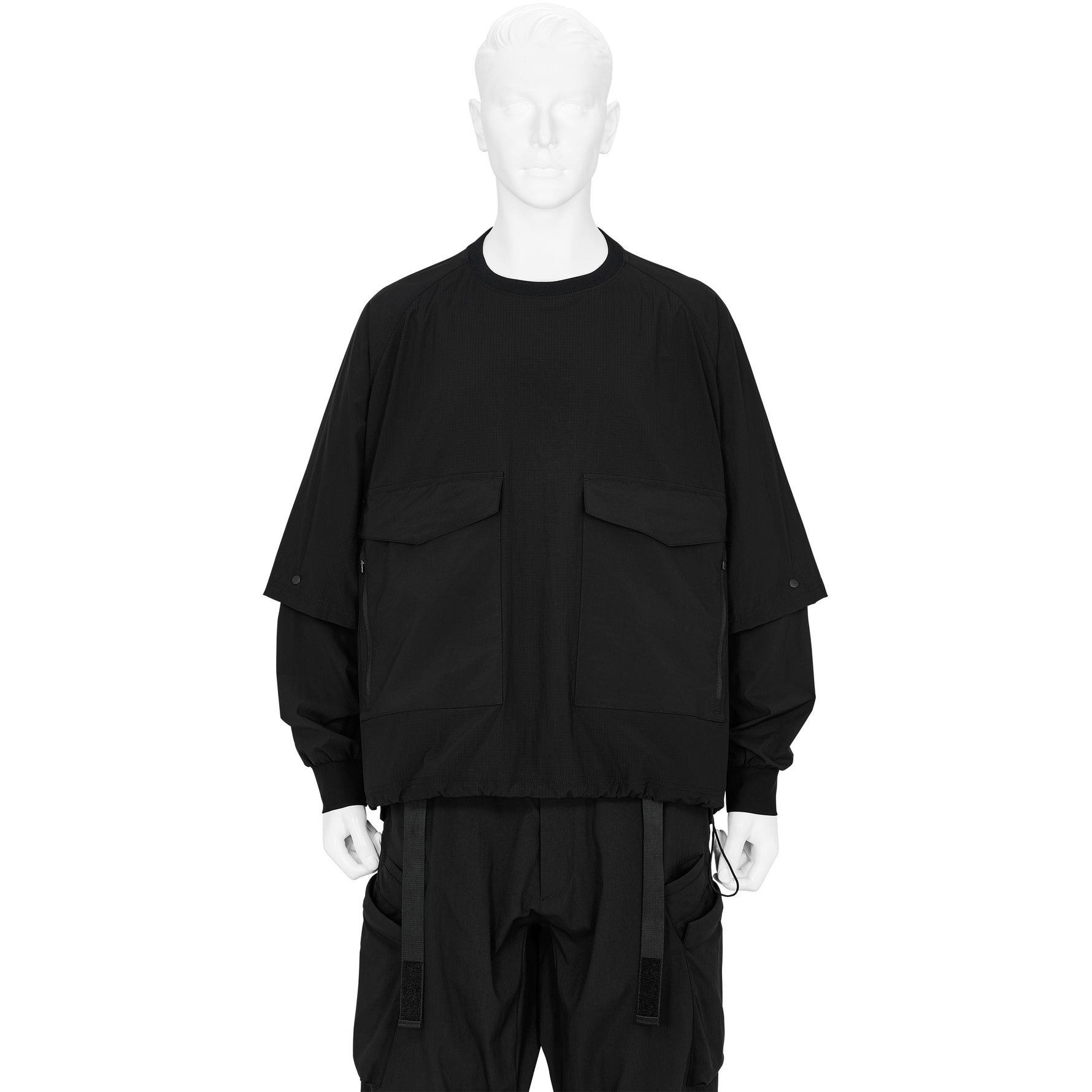 DETACHABLE SLEEVE L/S TEE BLACK