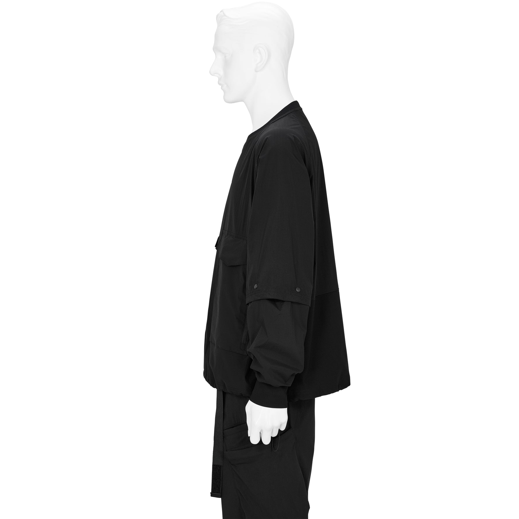 DETACHABLE SLEEVE L/S TEE BLACK