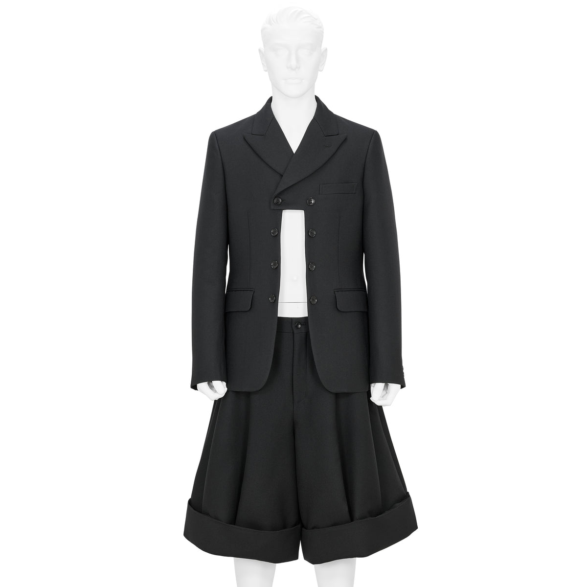 FRONT CUT WOOL DOUBLE JACKET BLACK