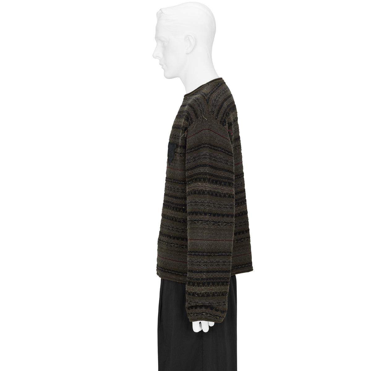 FAIR ISLE CREST CREWNECK KNIT BROWN