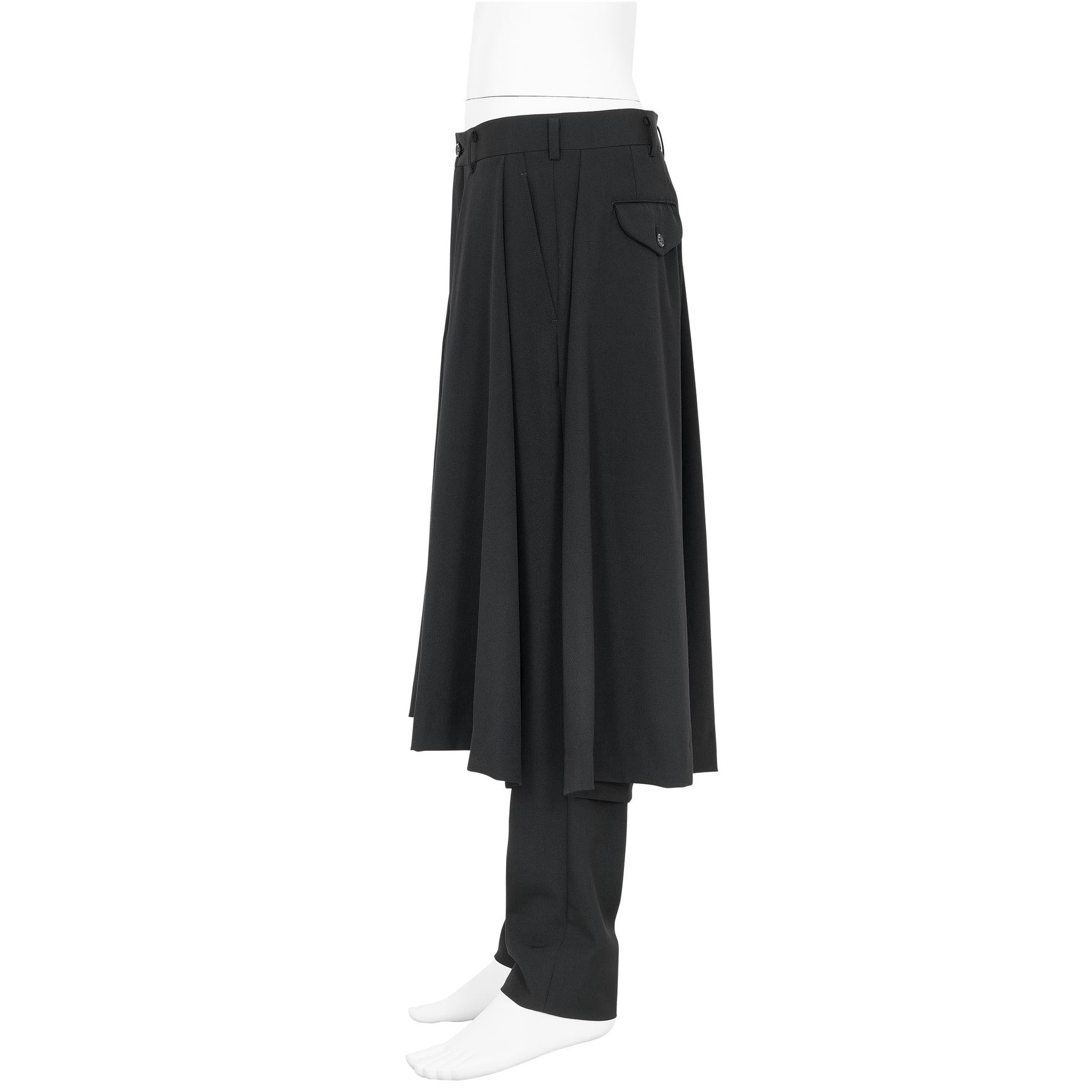 FAKE LAYER WOOL PANTS BLACK