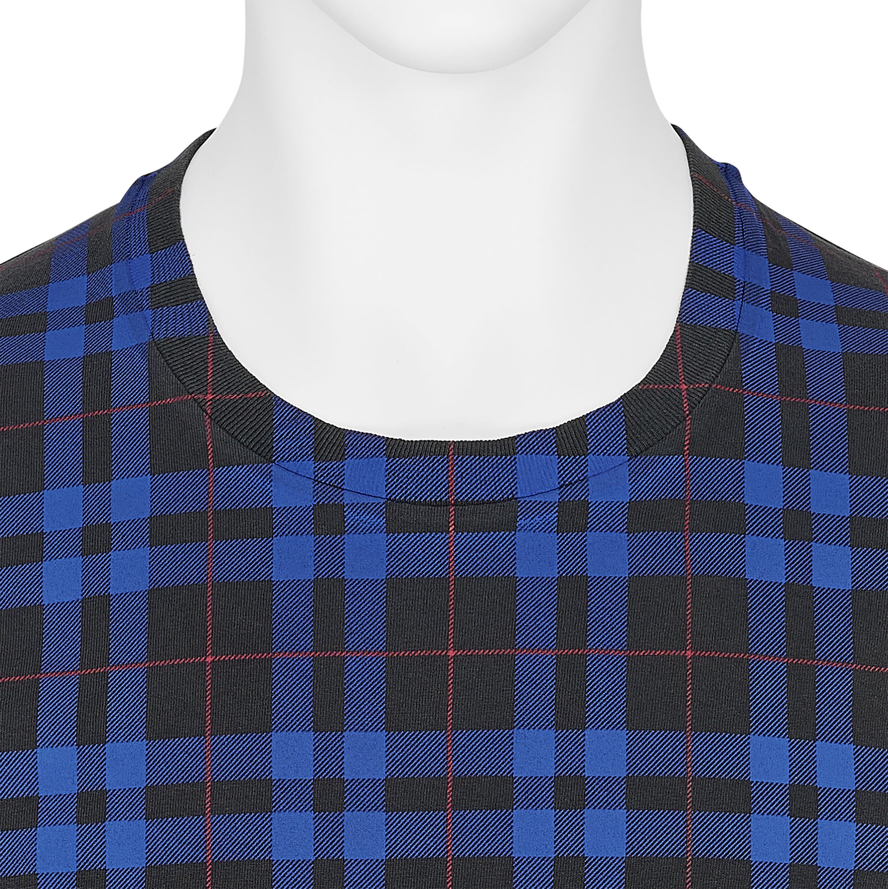 CHECK PANEL TEE SHIRT WASHED BLACK BLUE