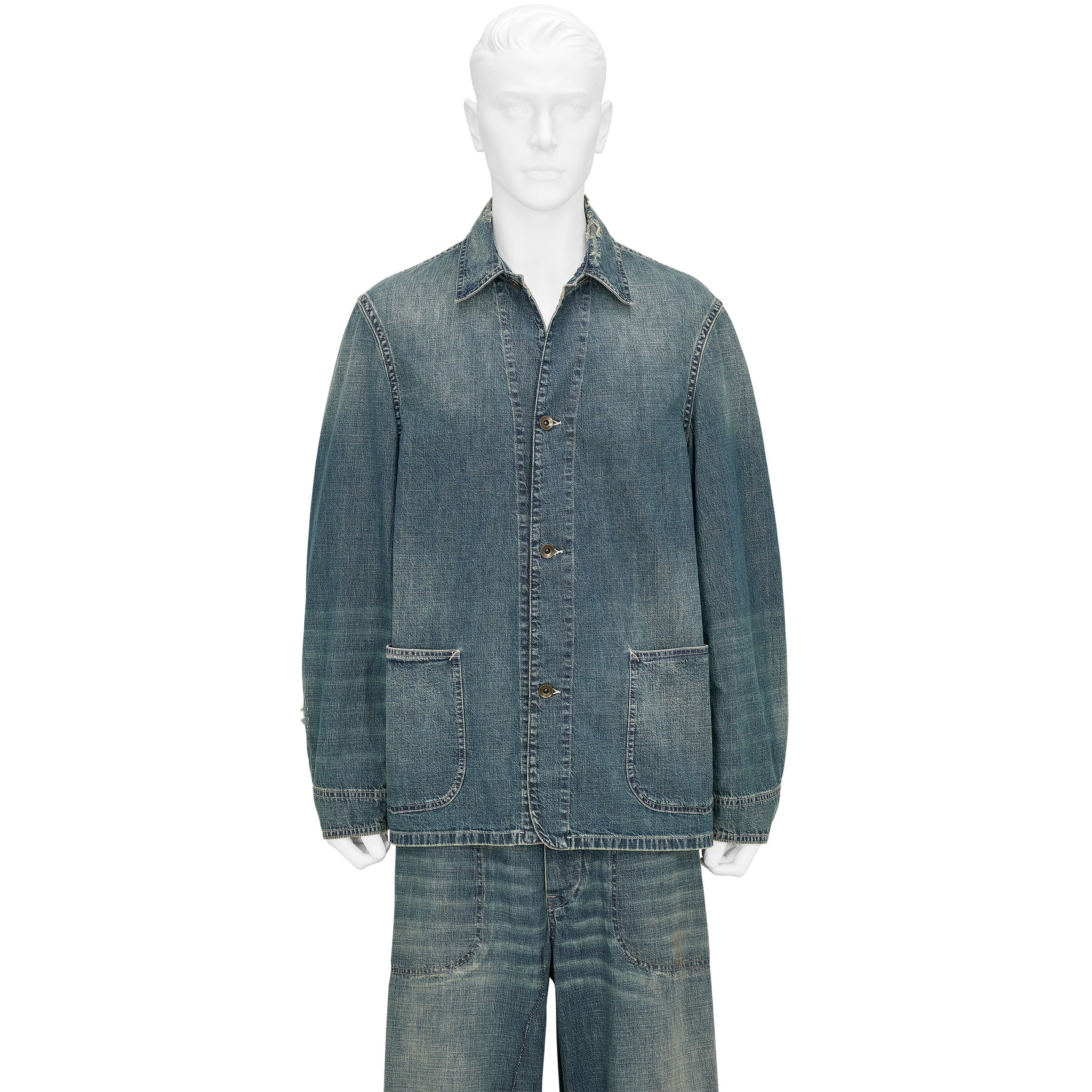 DAMAGED DENIM COVERALL INDIGO