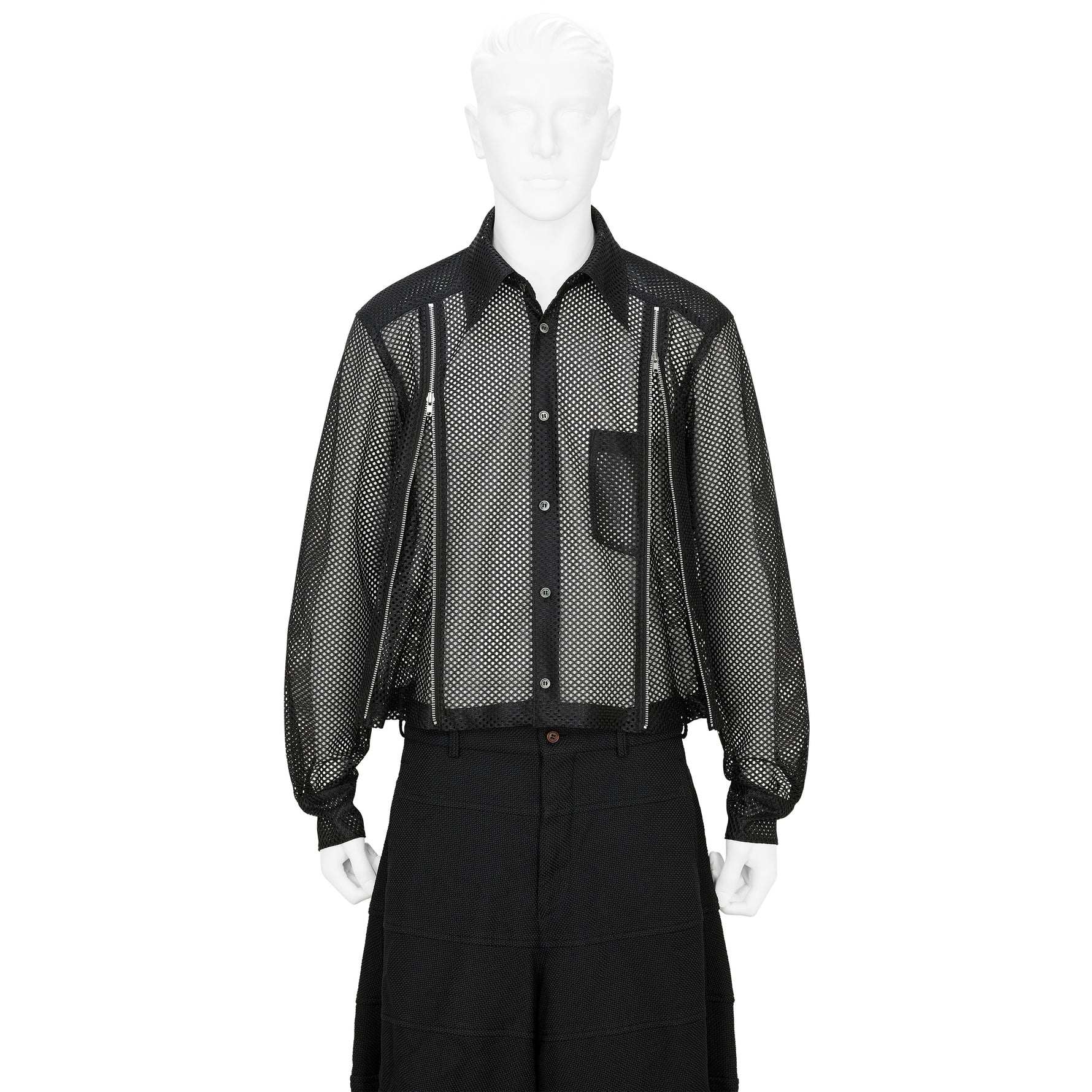 MESH SHIRT WITH ZIP BLACK