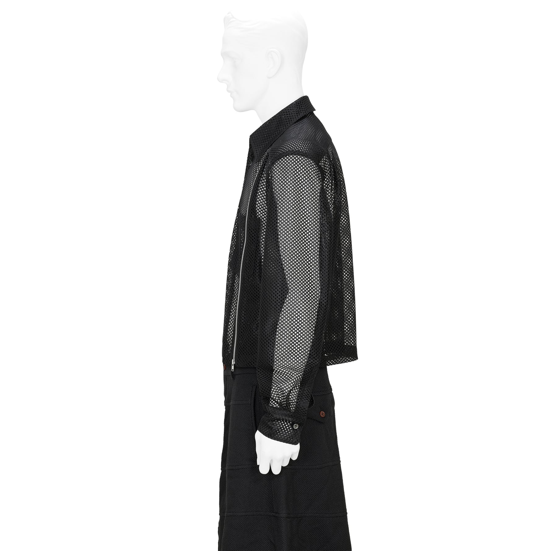 MESH SHIRT WITH ZIP BLACK