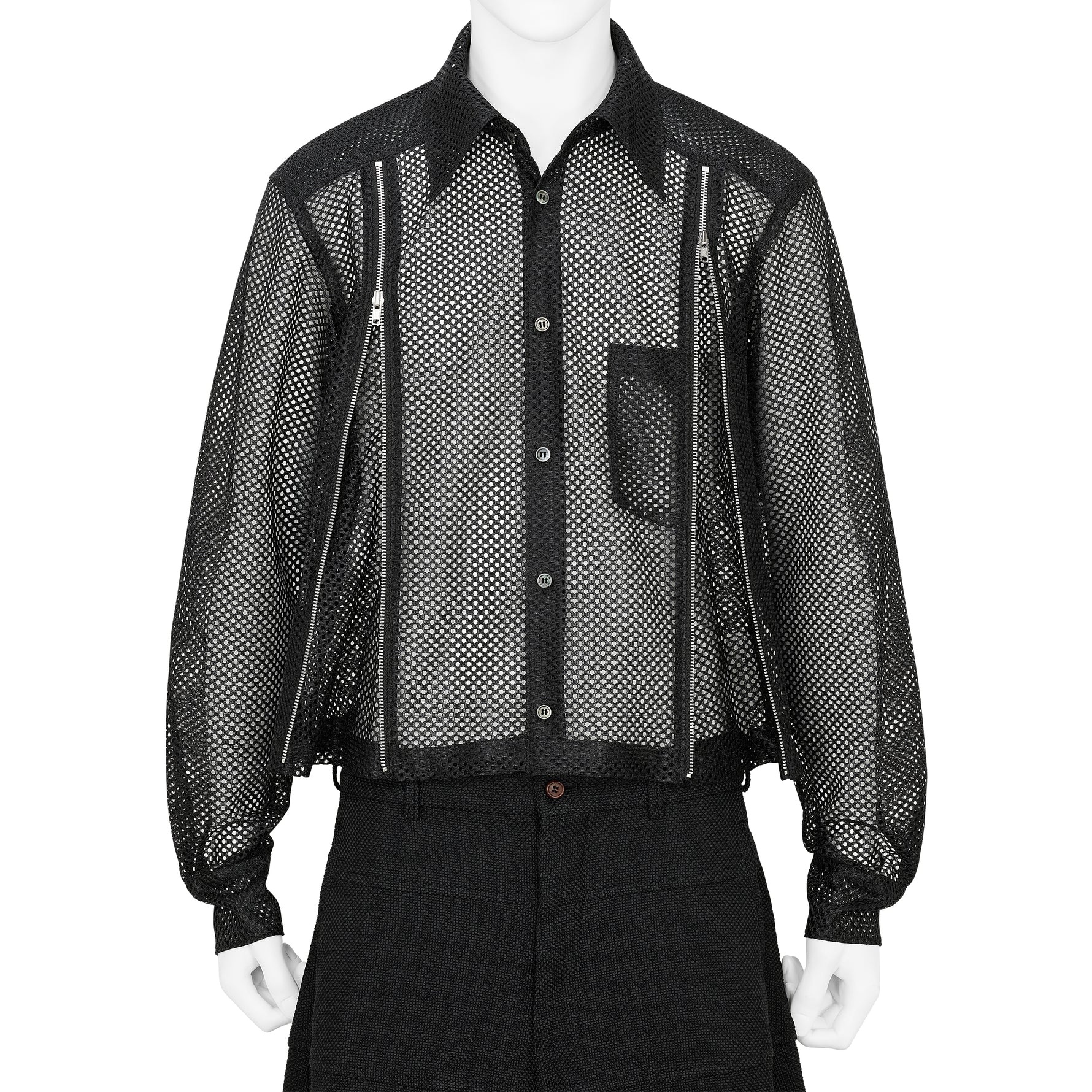 MESH SHIRT WITH ZIP BLACK