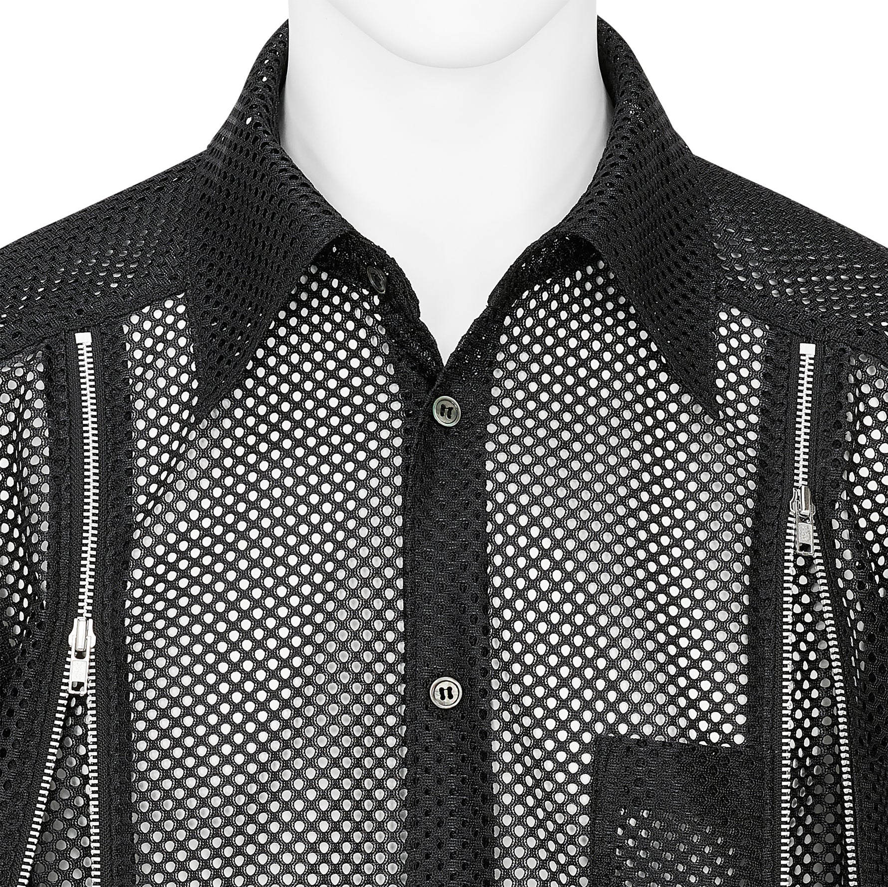 MESH SHIRT WITH ZIP BLACK