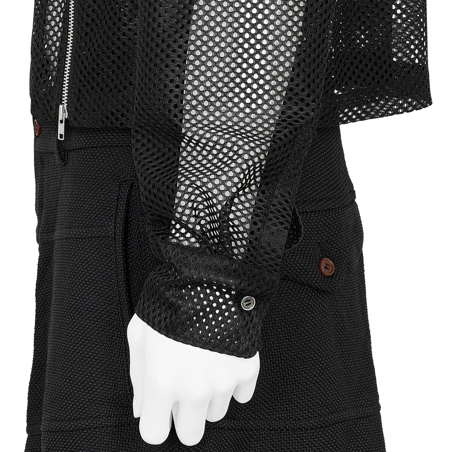 MESH SHIRT WITH ZIP BLACK