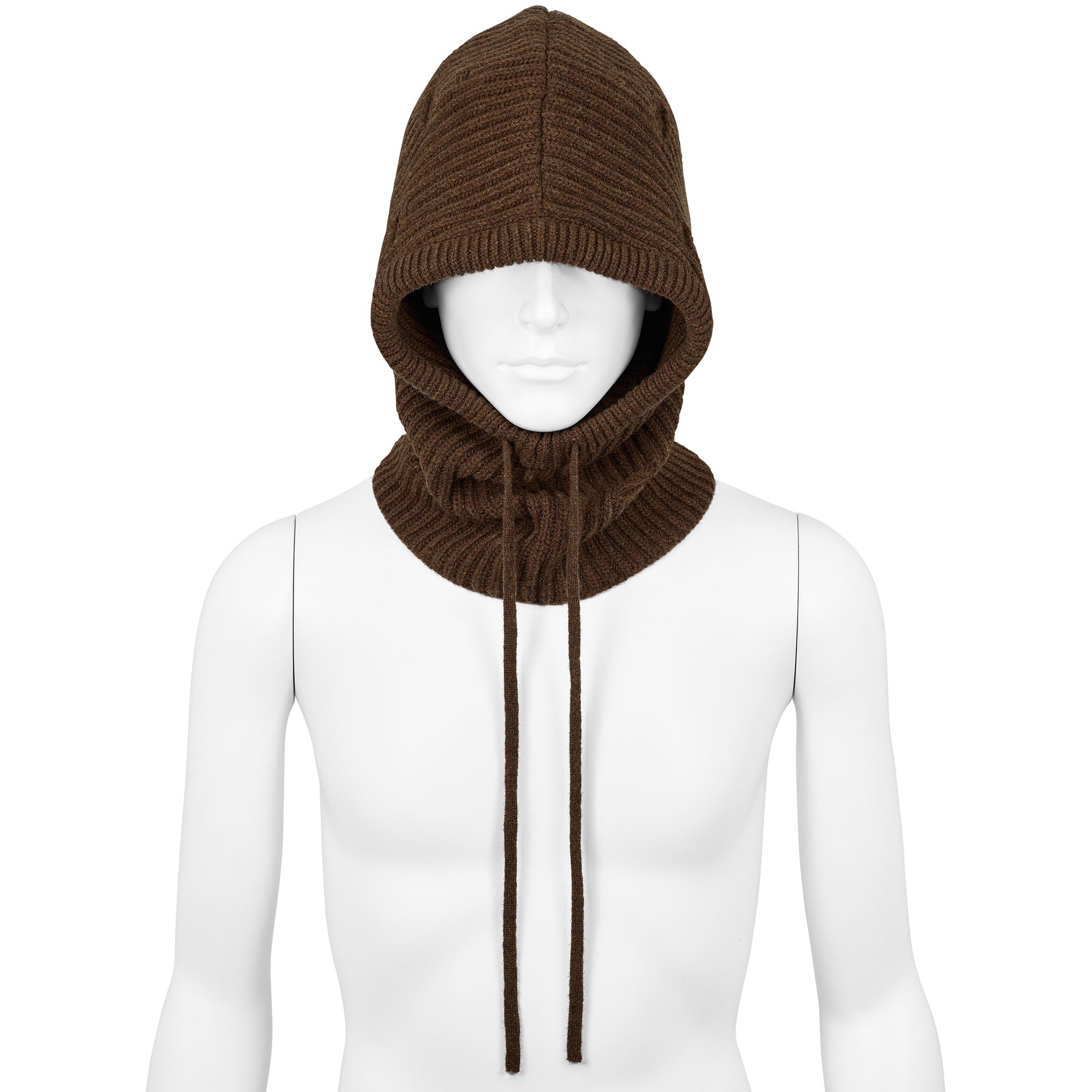 DAMAGED WOOL HOOD BROWN