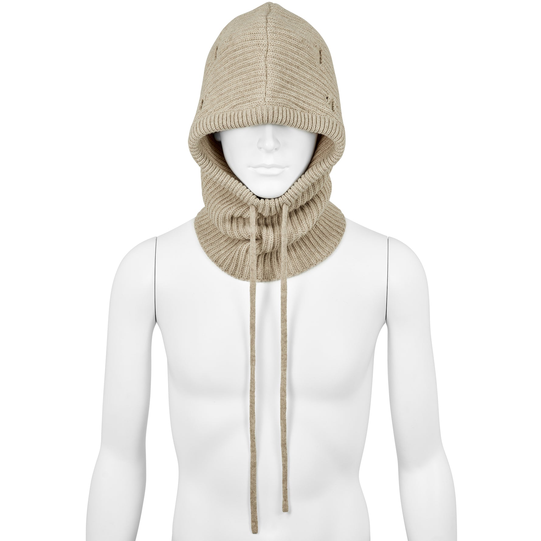 DAMAGED WOOL HOOD IVORY