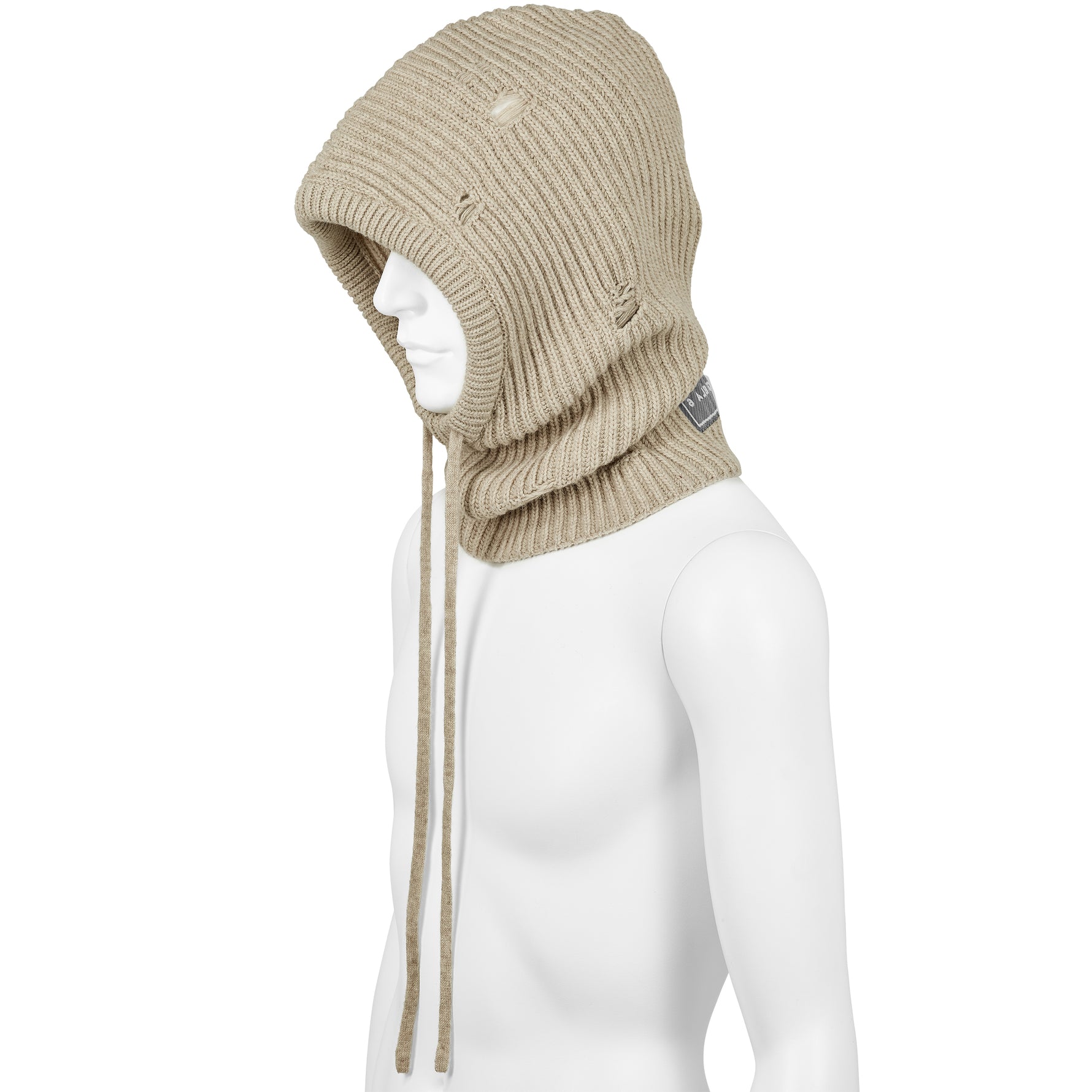 DAMAGED WOOL HOOD IVORY