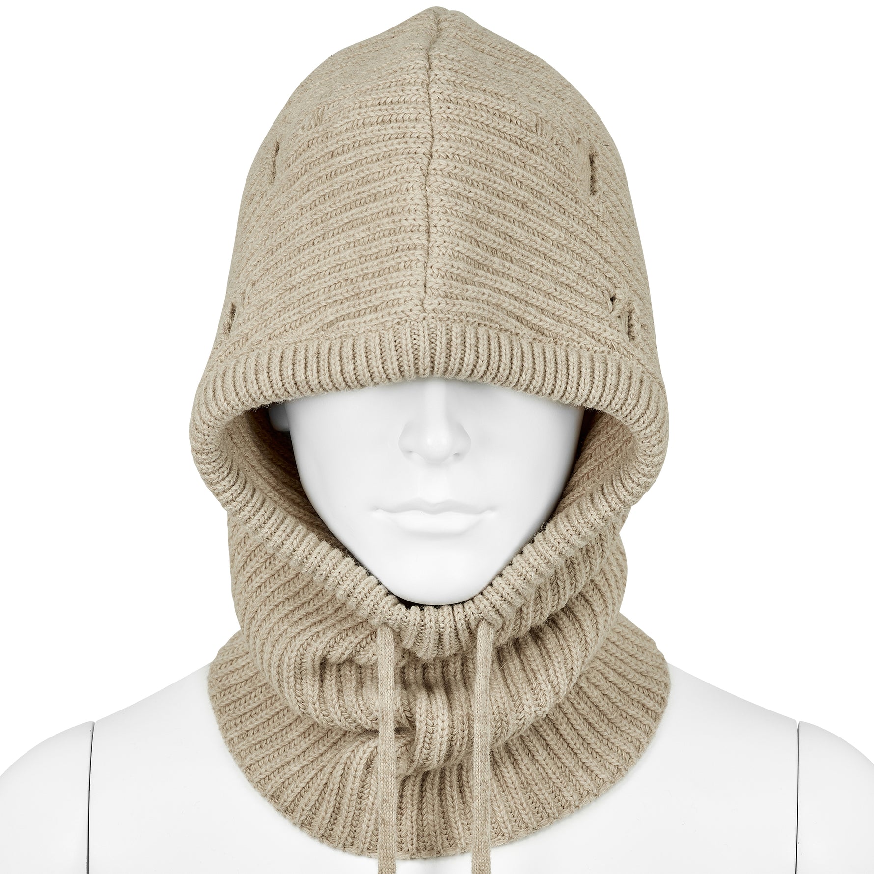 DAMAGED WOOL HOOD IVORY