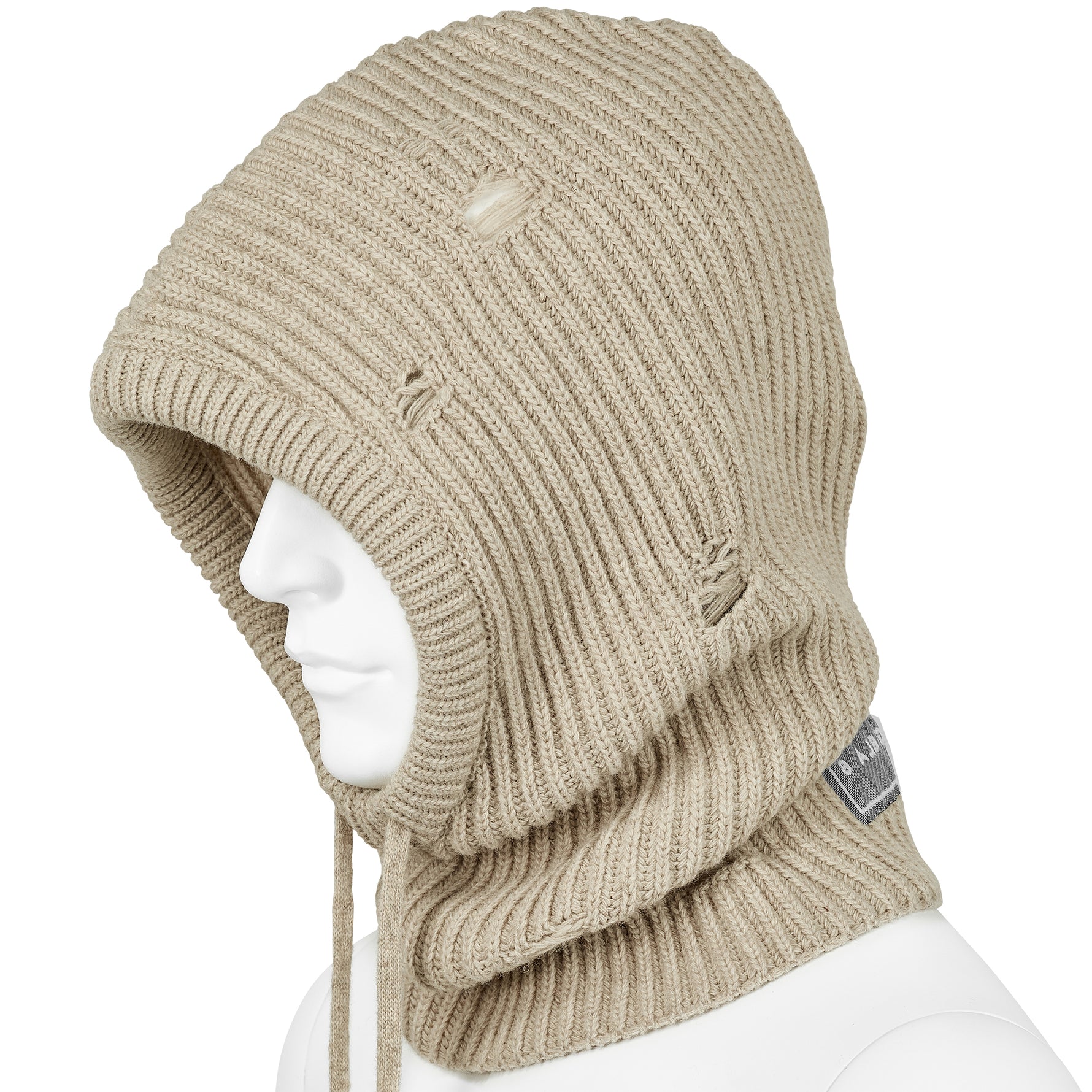 DAMAGED WOOL HOOD IVORY