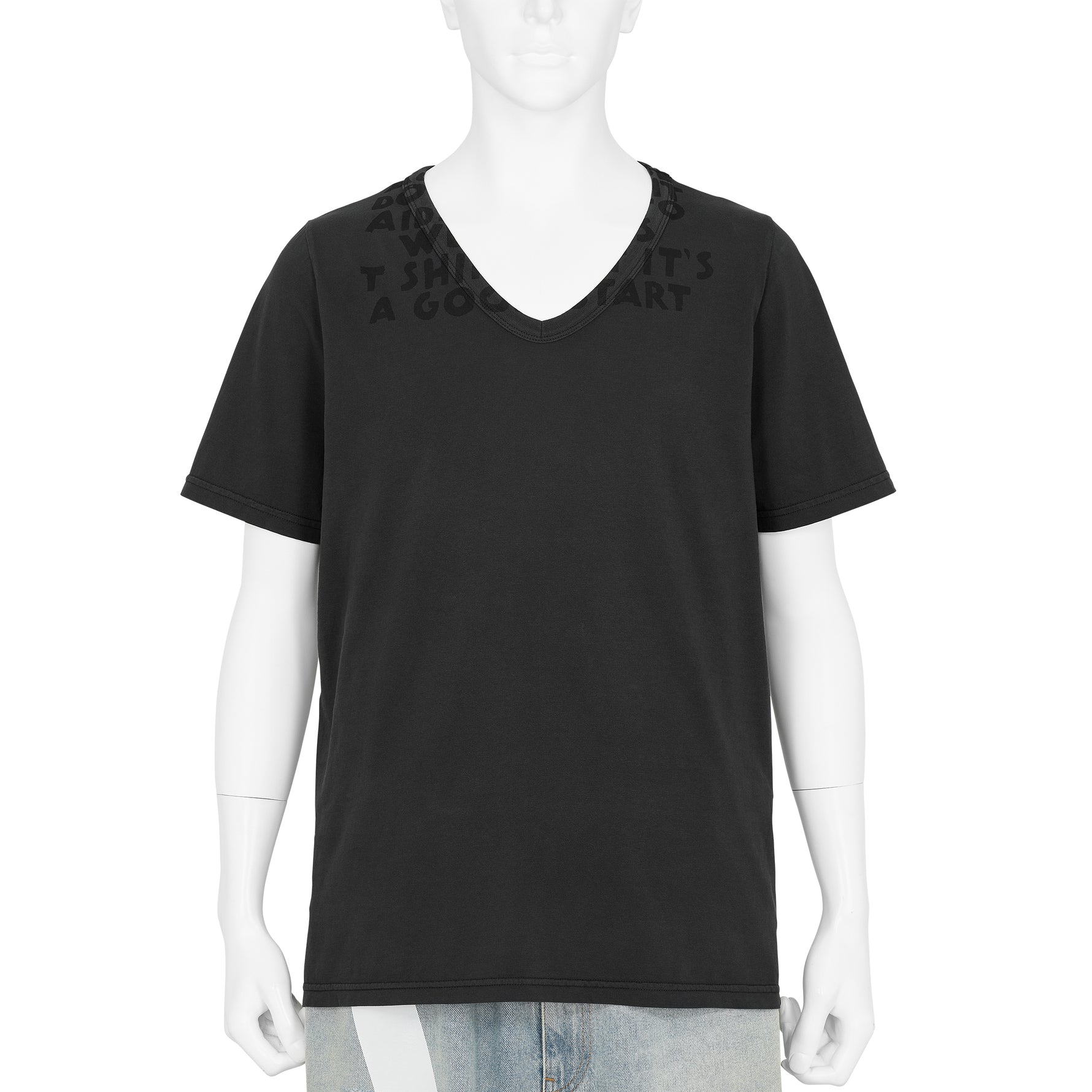 V NECK TEE SHIRT BLACK