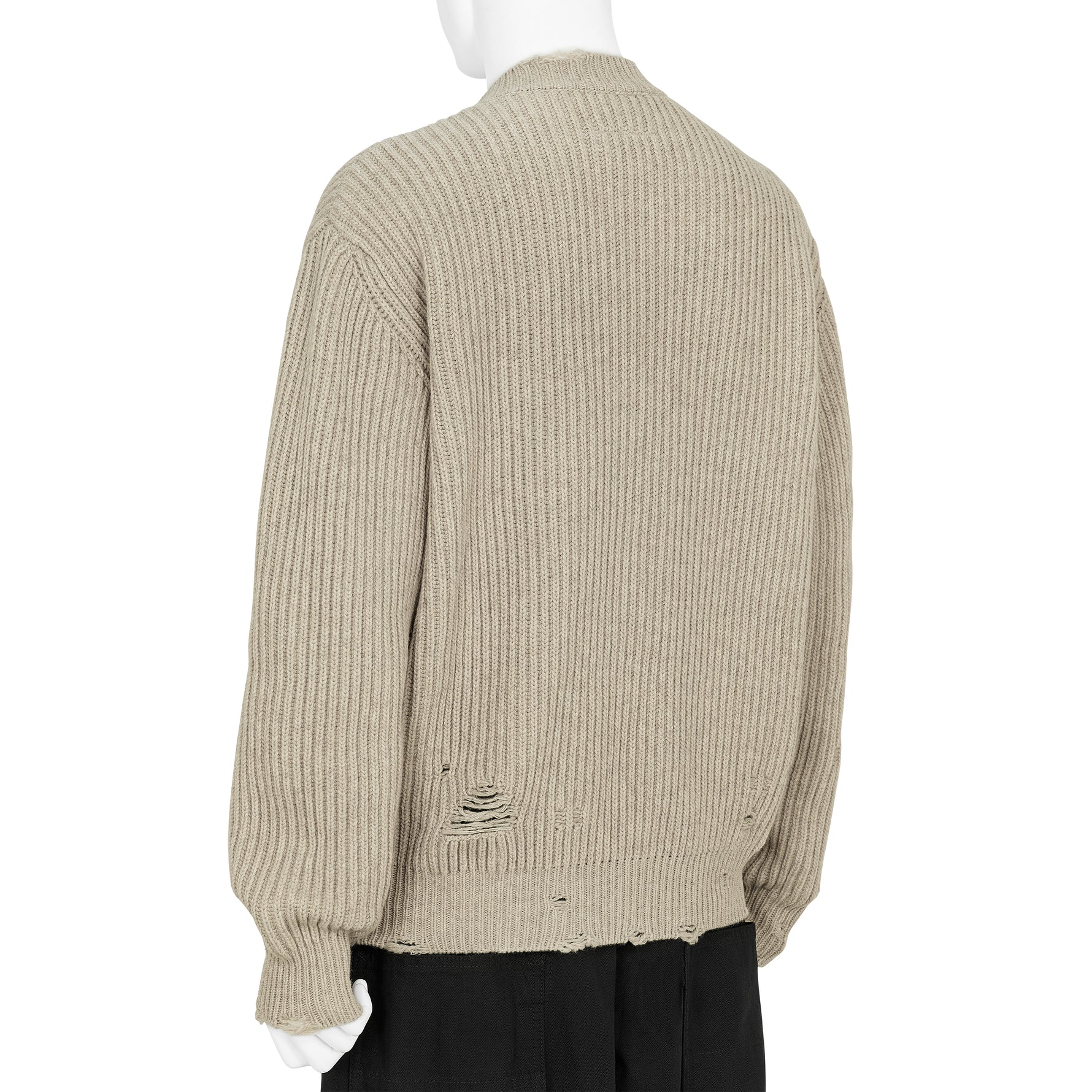 DAMAGED V NECK KNIT IVORY