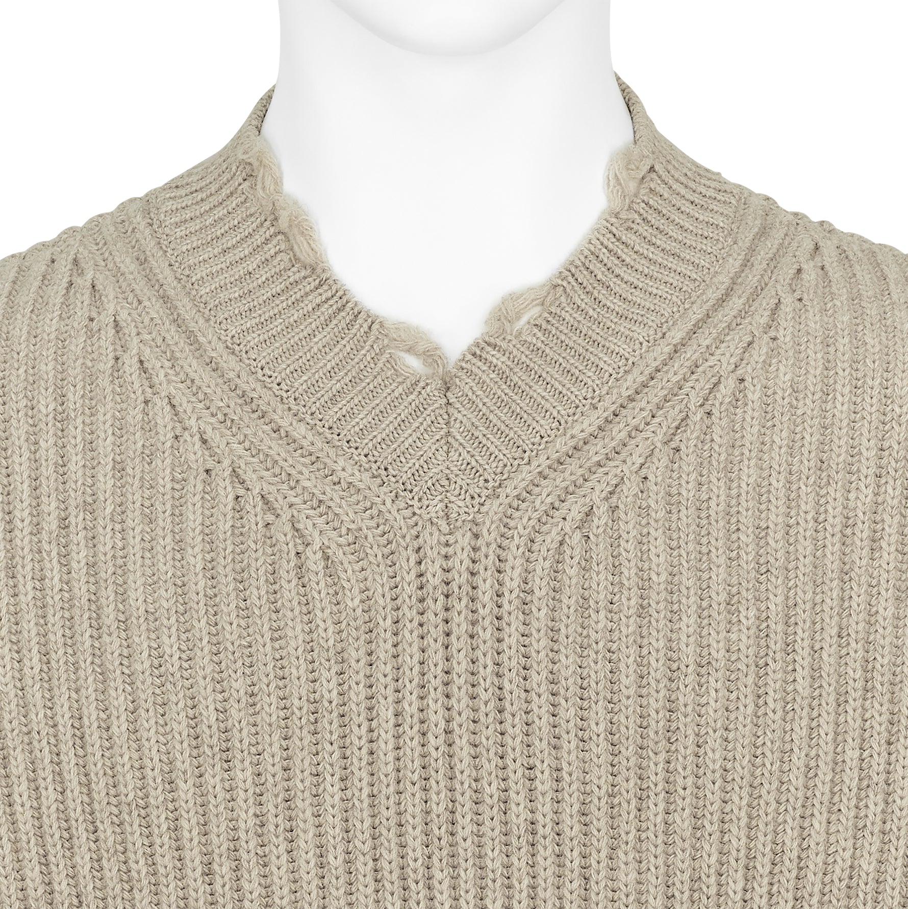 DAMAGED V NECK KNIT IVORY