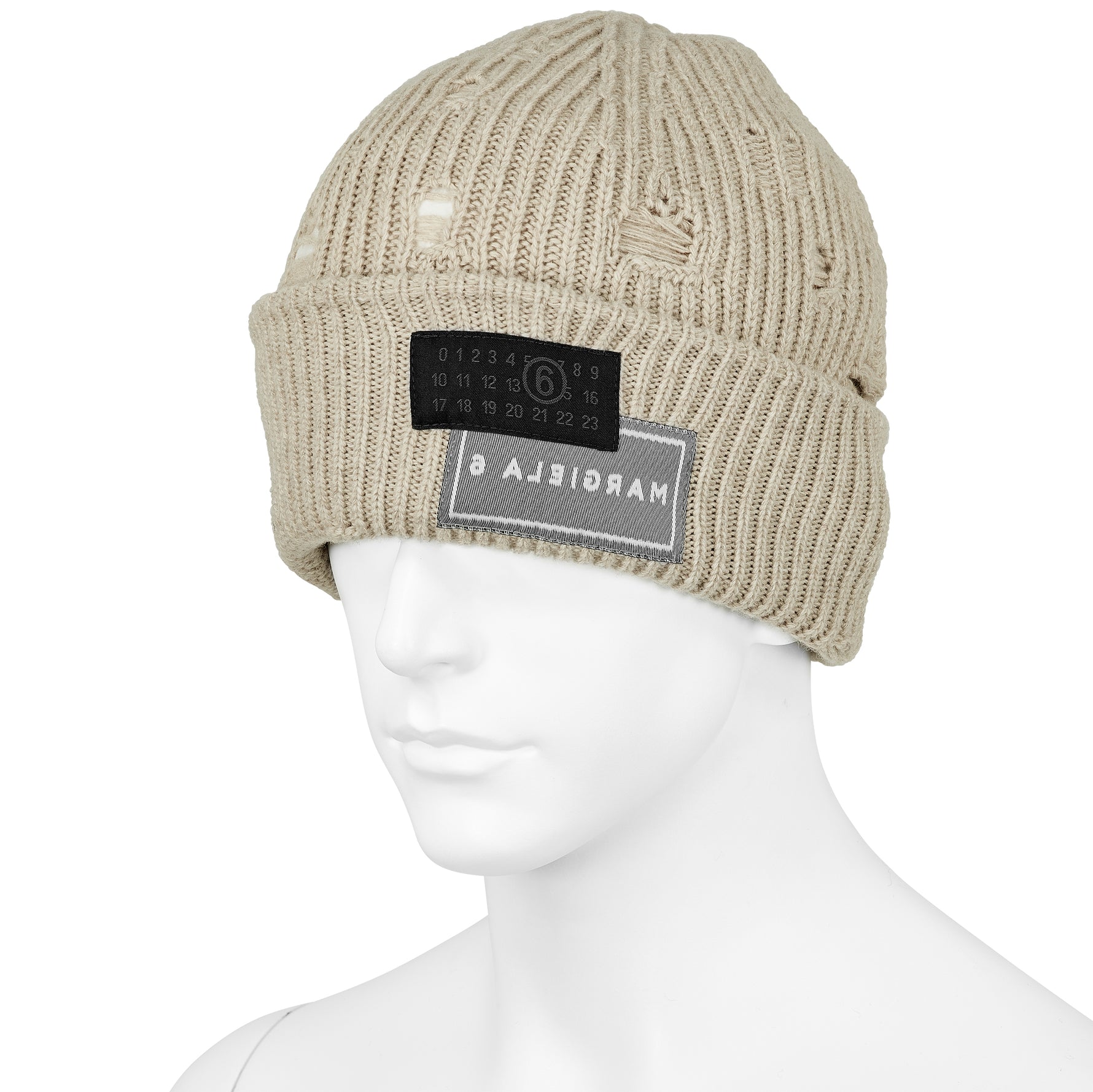 DAMAGED KNIT CAP IVORY