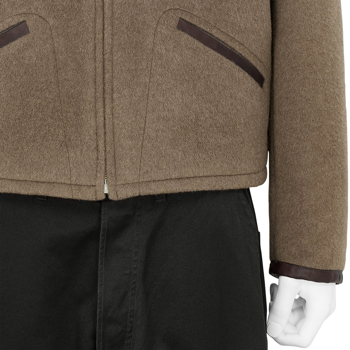 LOT.332 LEATHER-PIPED CUFF SPORTS JACKET BEIGE