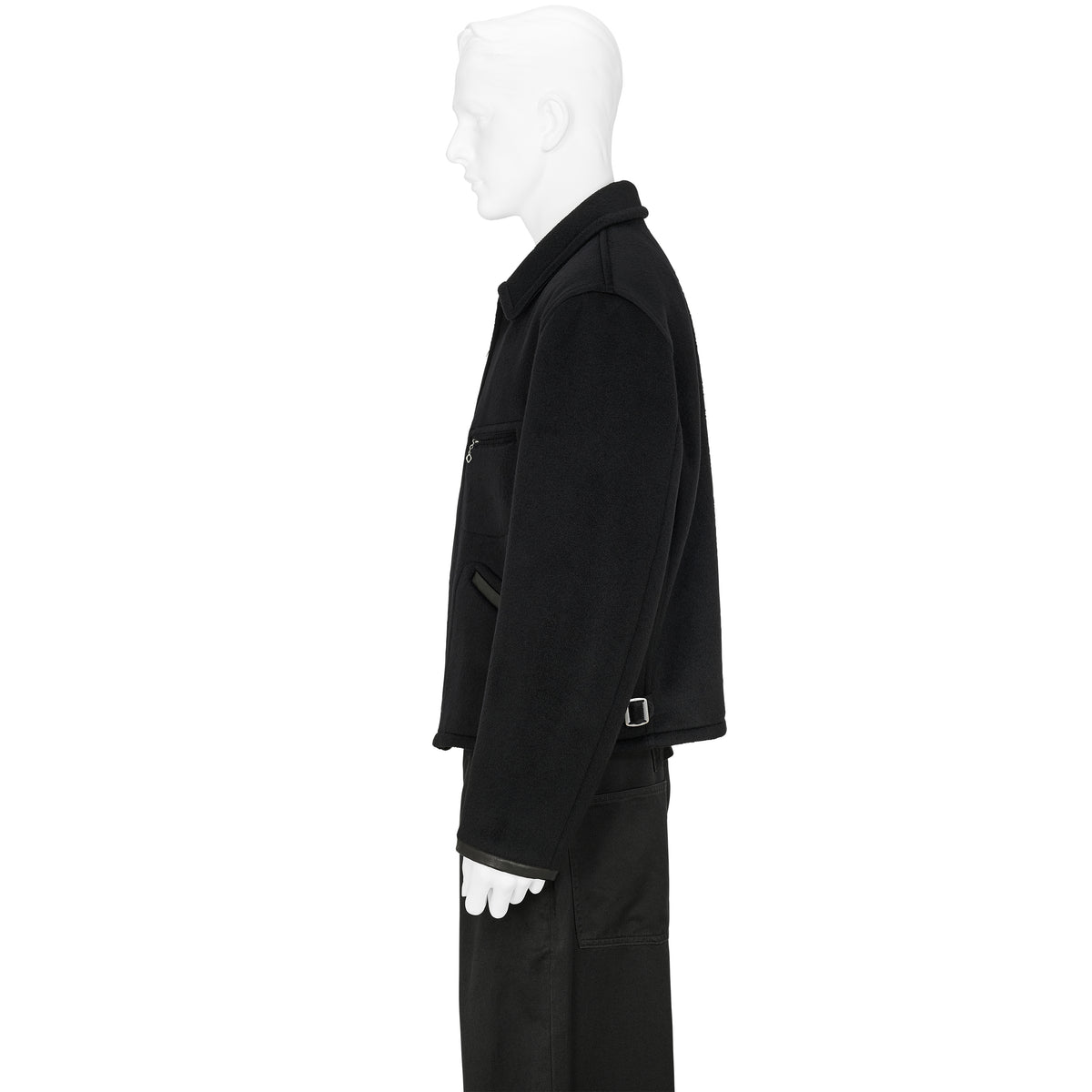 LOT.332 LEATHER-PIPED CUFF SPORTS JACKET BLACK