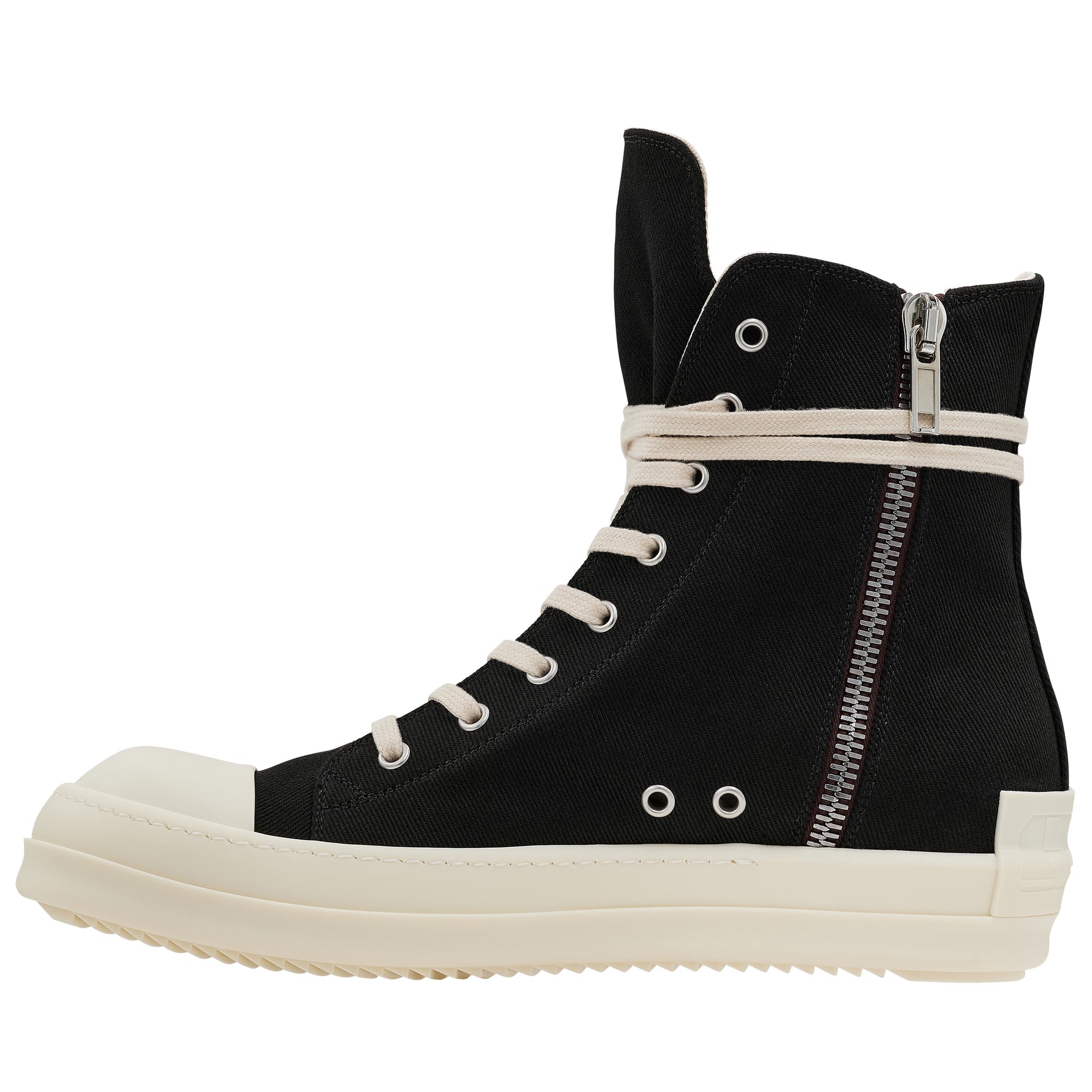 SIDE ZIP HI CUT SNEAKER BLACK WHITE