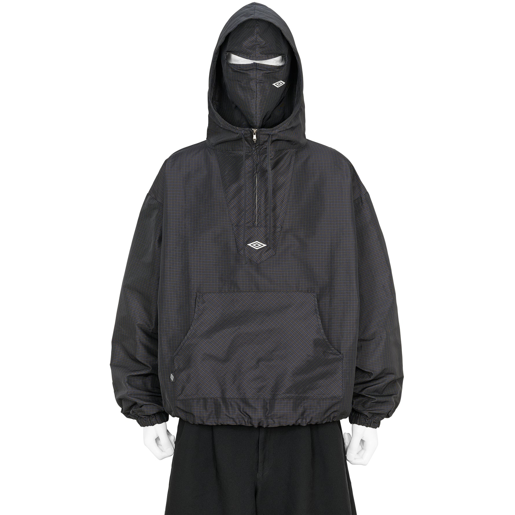CHECK MASK ANORAK NAVY DARK BROWN