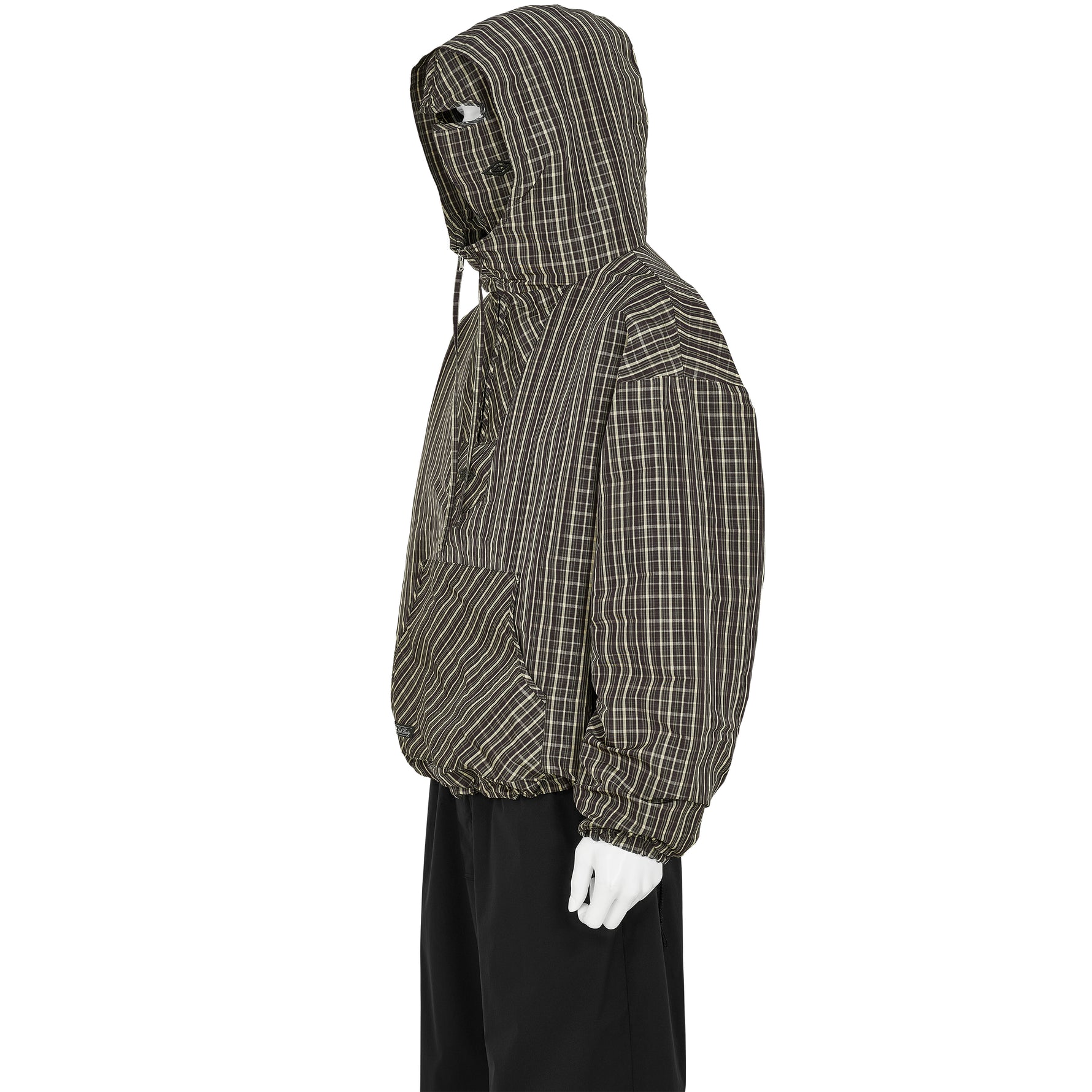 CHECK MASKED ANORAK DARK BROWN