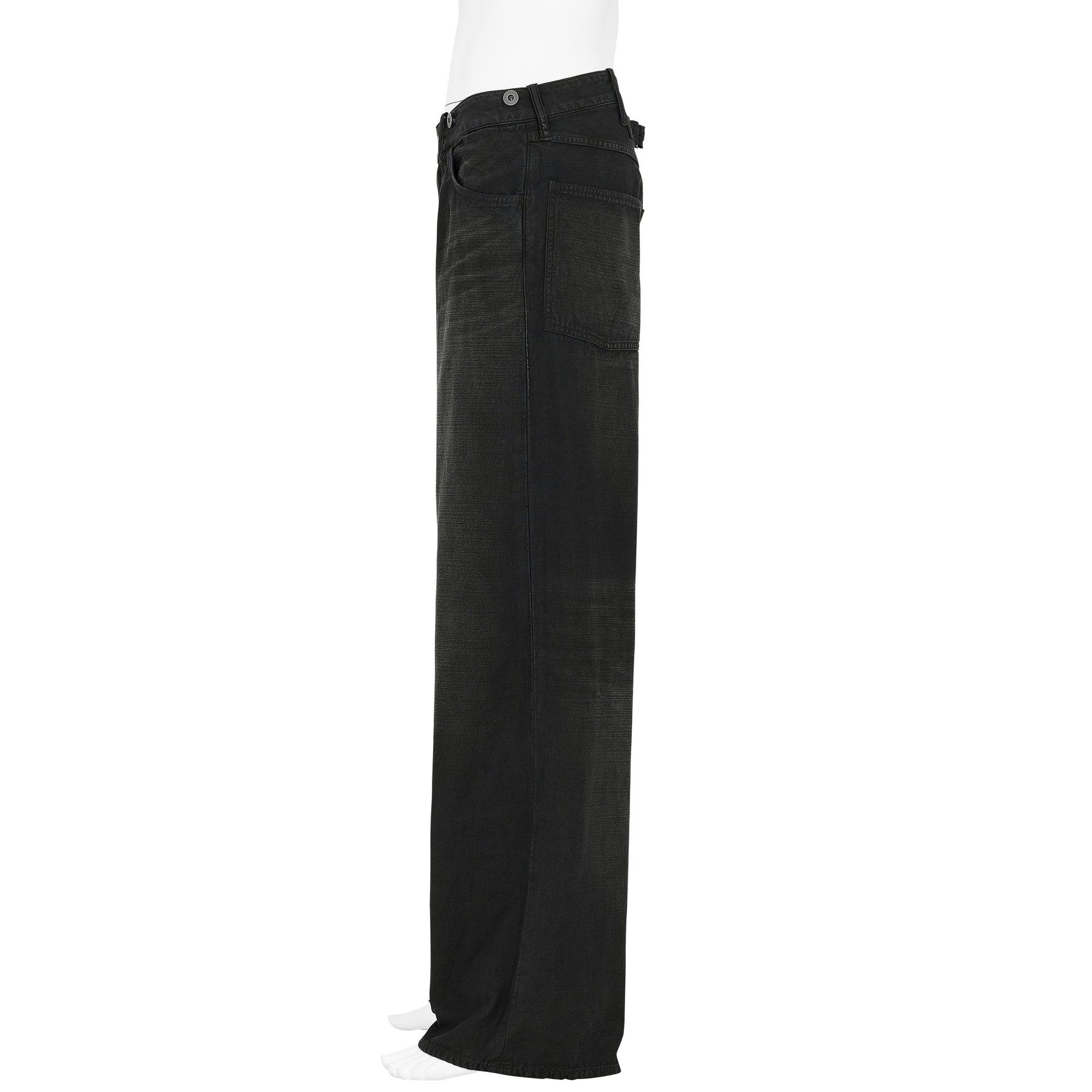 LOT.209 BUCKLE-BACKED TROUSERS DAMAGED SUMI DYED BLACK