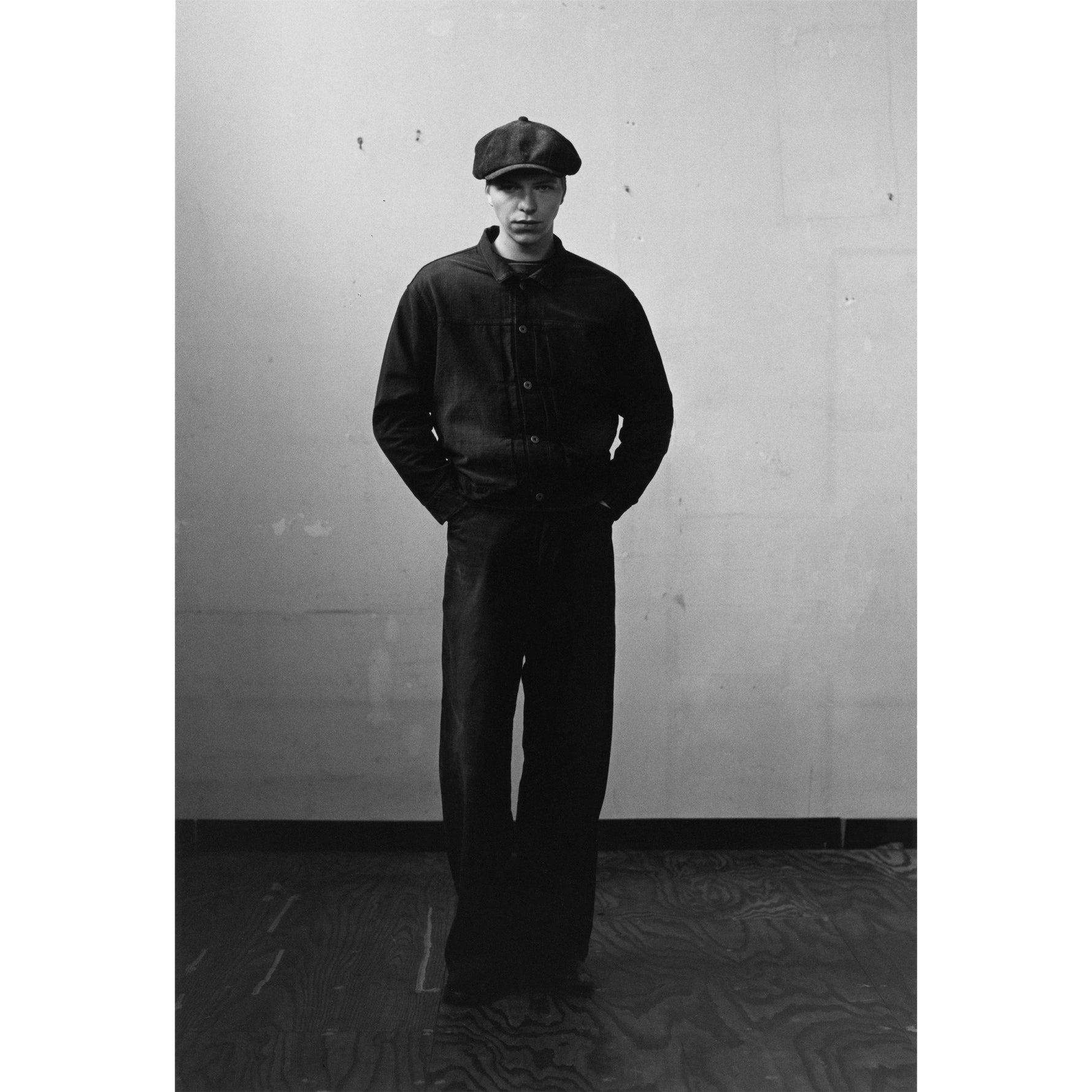 LOT.209 BUCKLE-BACKED TROUSERS DAMAGED SUMI DYED BLACK