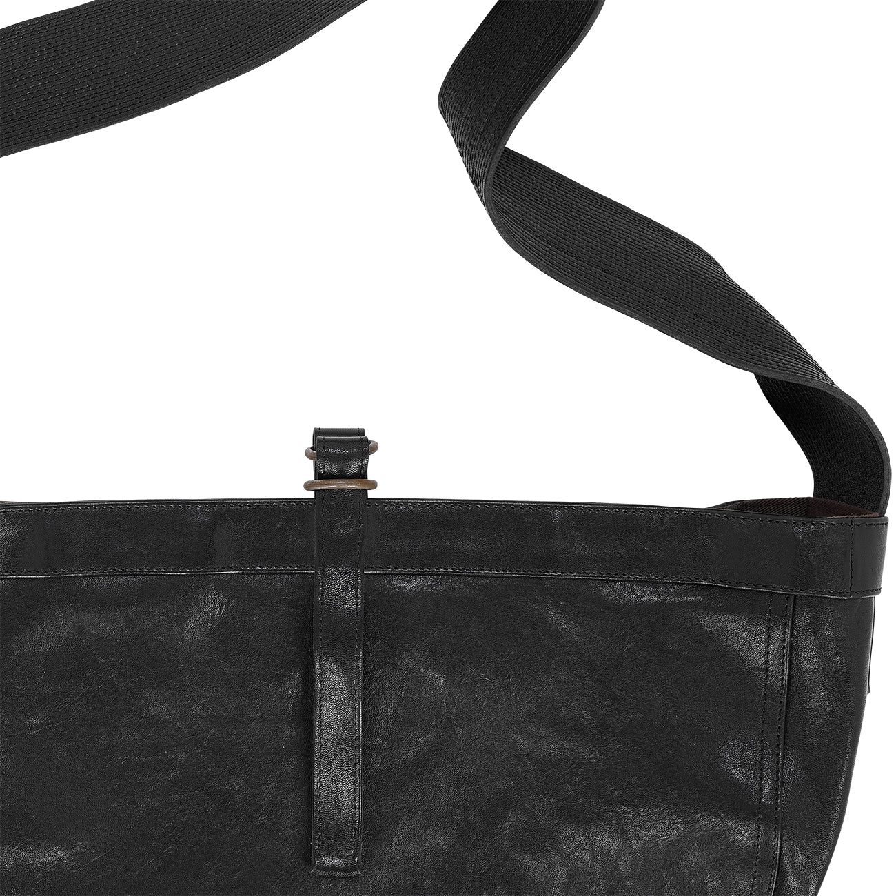 LEATHER NEWSBOY BAG SMALL BLACK