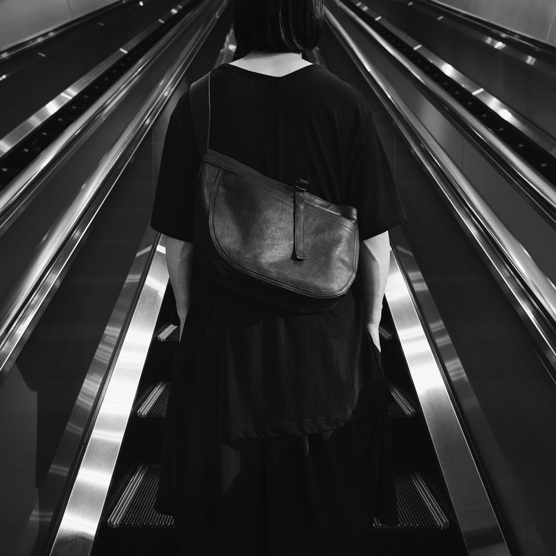 LEATHER NEWSBOY BAG SMALL ELIMINATOR SPECIAL VERSION BLACK