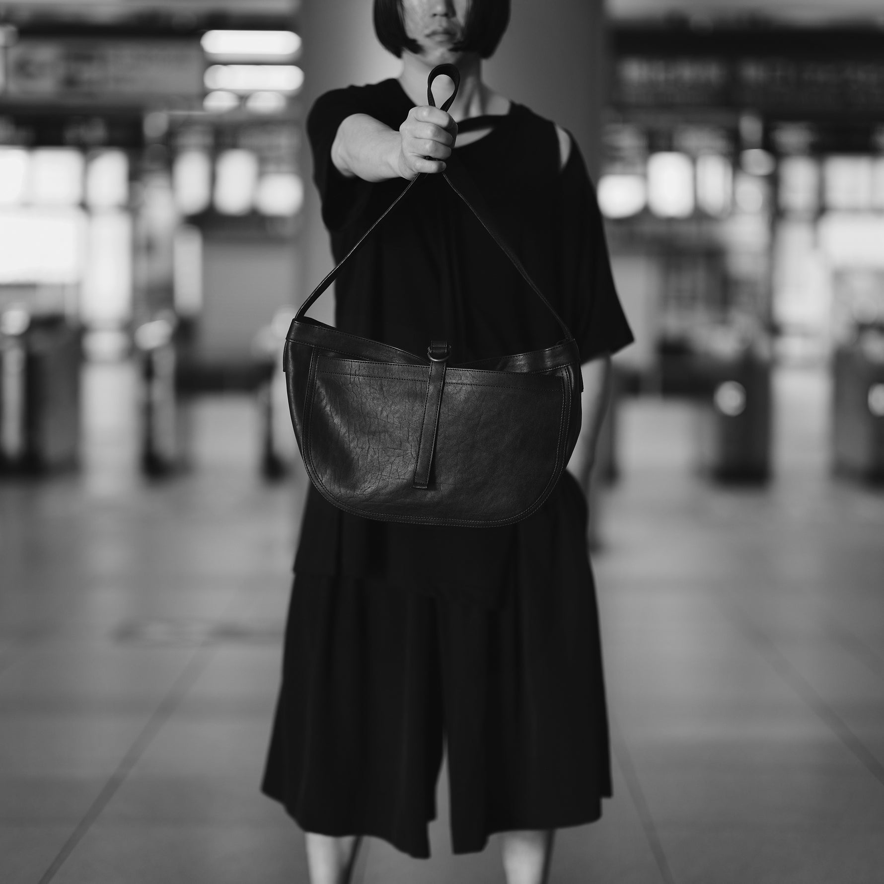 LEATHER NEWSBOY BAG SMALL ELIMINATOR SPECIAL VERSION BLACK