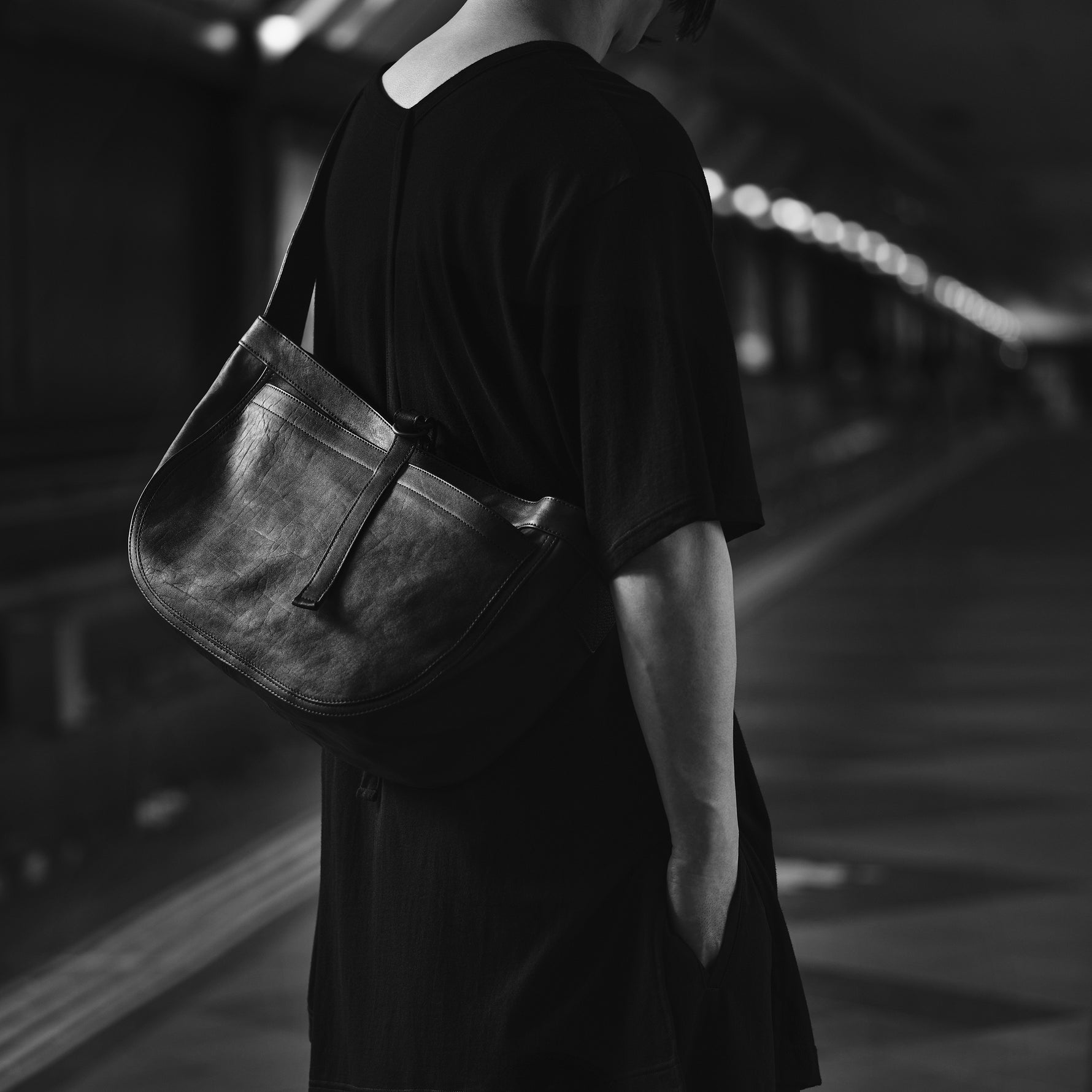 LEATHER NEWSBOY BAG SMALL ELIMINATOR SPECIAL VERSION BLACK