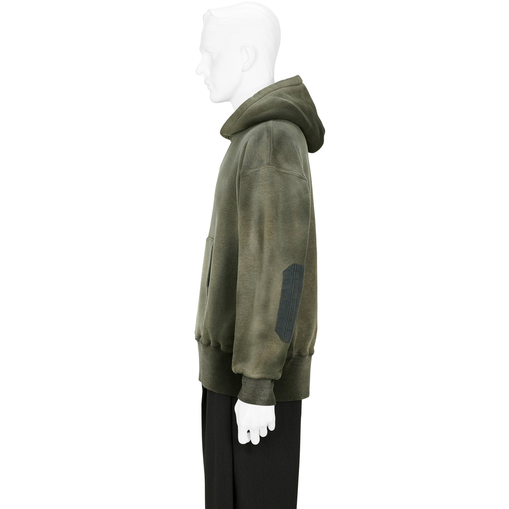 LOT.606 HOODED SWEAT SHIRT BLEACHED DEEP GREEN
