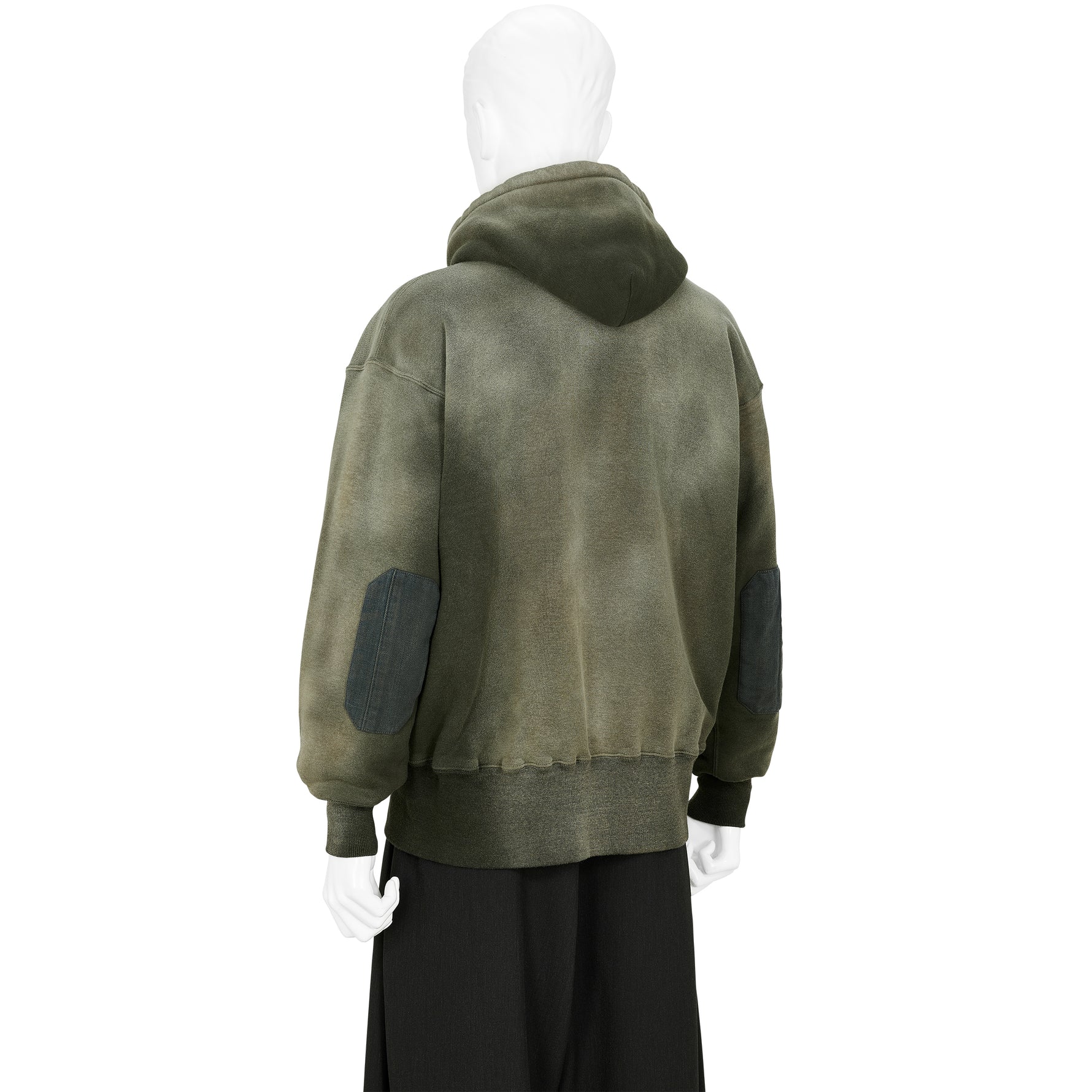 LOT.606 HOODED SWEAT SHIRT BLEACHED DEEP GREEN