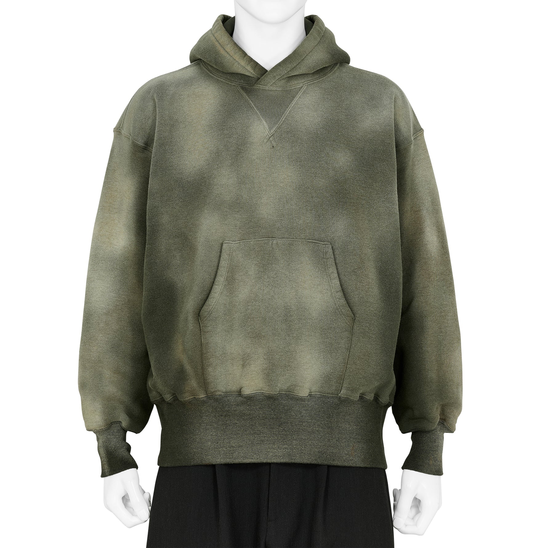LOT.606 HOODED SWEAT SHIRT BLEACHED DEEP GREEN
