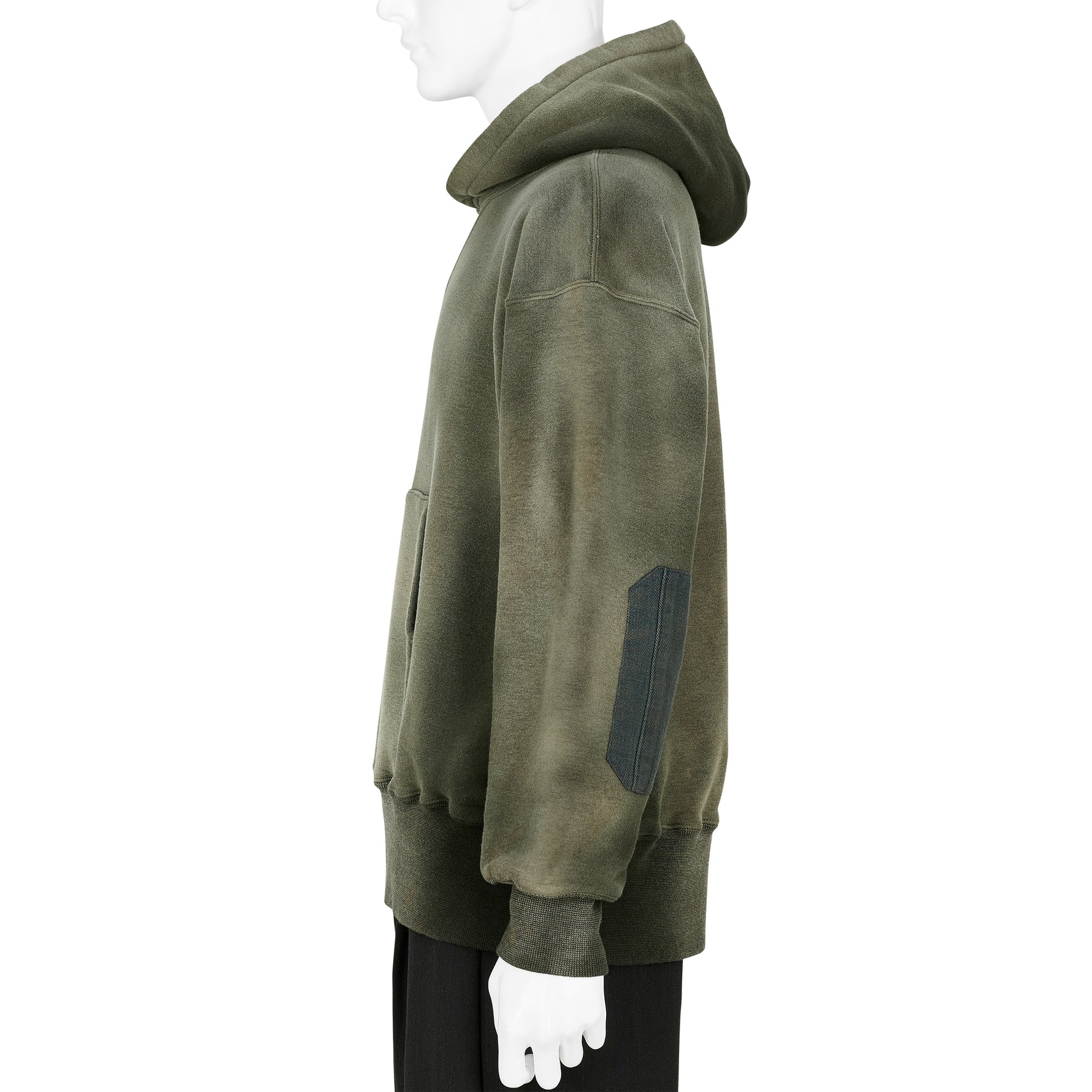 LOT.606 HOODED SWEAT SHIRT BLEACHED DEEP GREEN