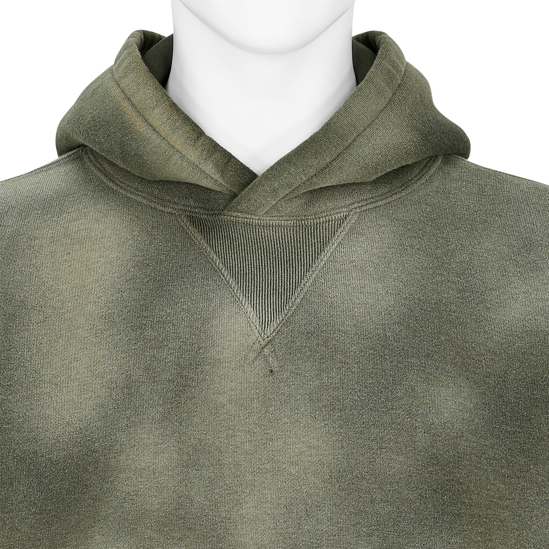 LOT.606 HOODED SWEAT SHIRT BLEACHED DEEP GREEN