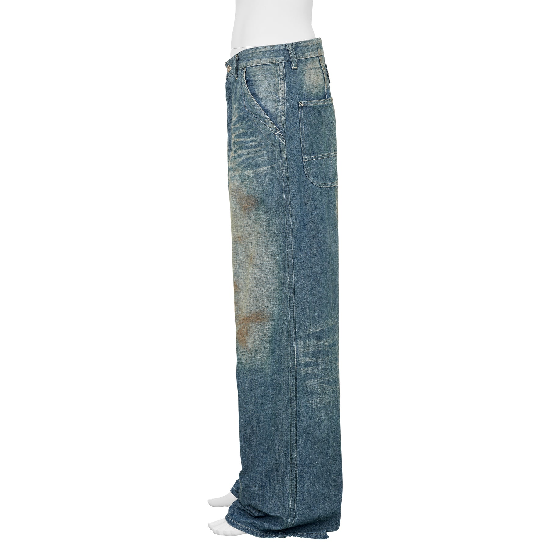 LOT.717 DAMAGED PAINTER PANTS WITH BUCKLE INDIGO