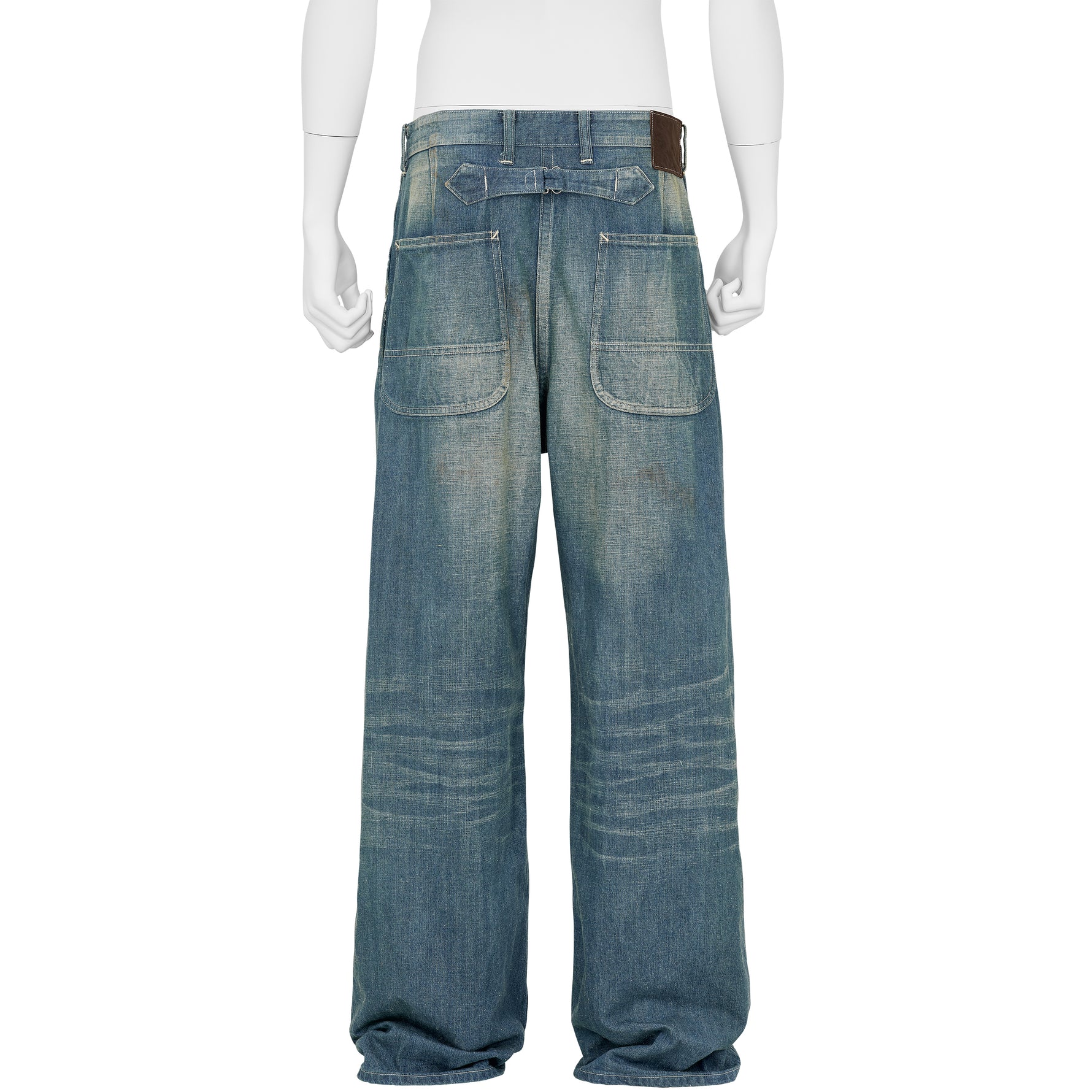 LOT.717 DAMAGED PAINTER PANTS WITH BUCKLE INDIGO