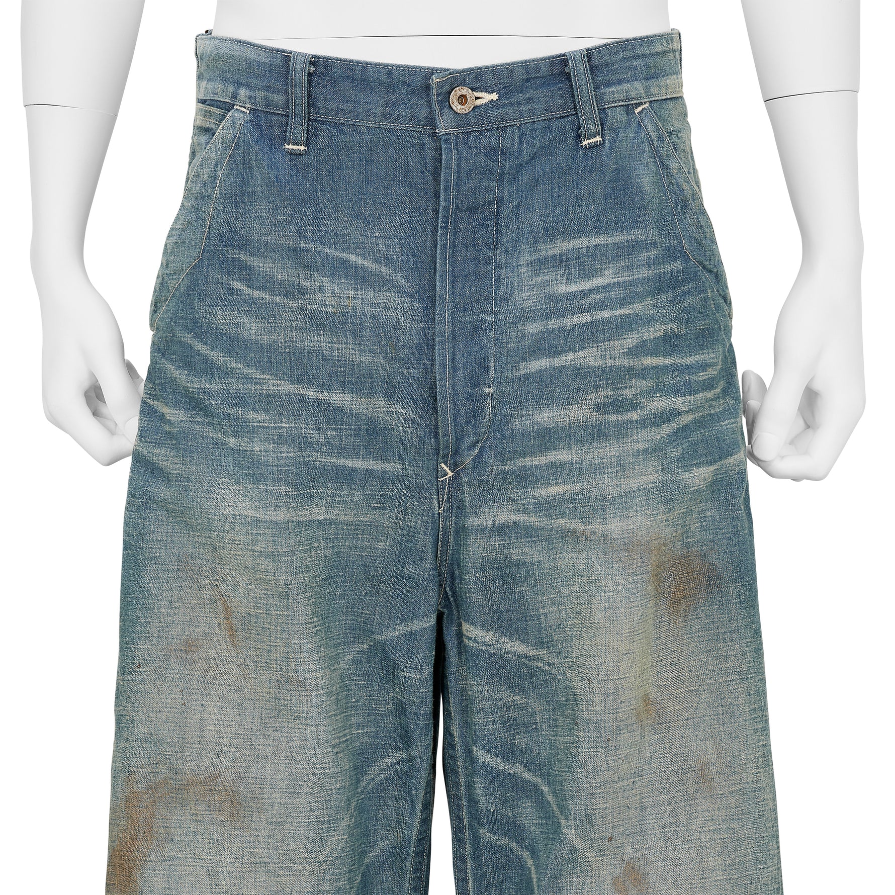 LOT.717 DAMAGED PAINTER PANTS WITH BUCKLE INDIGO