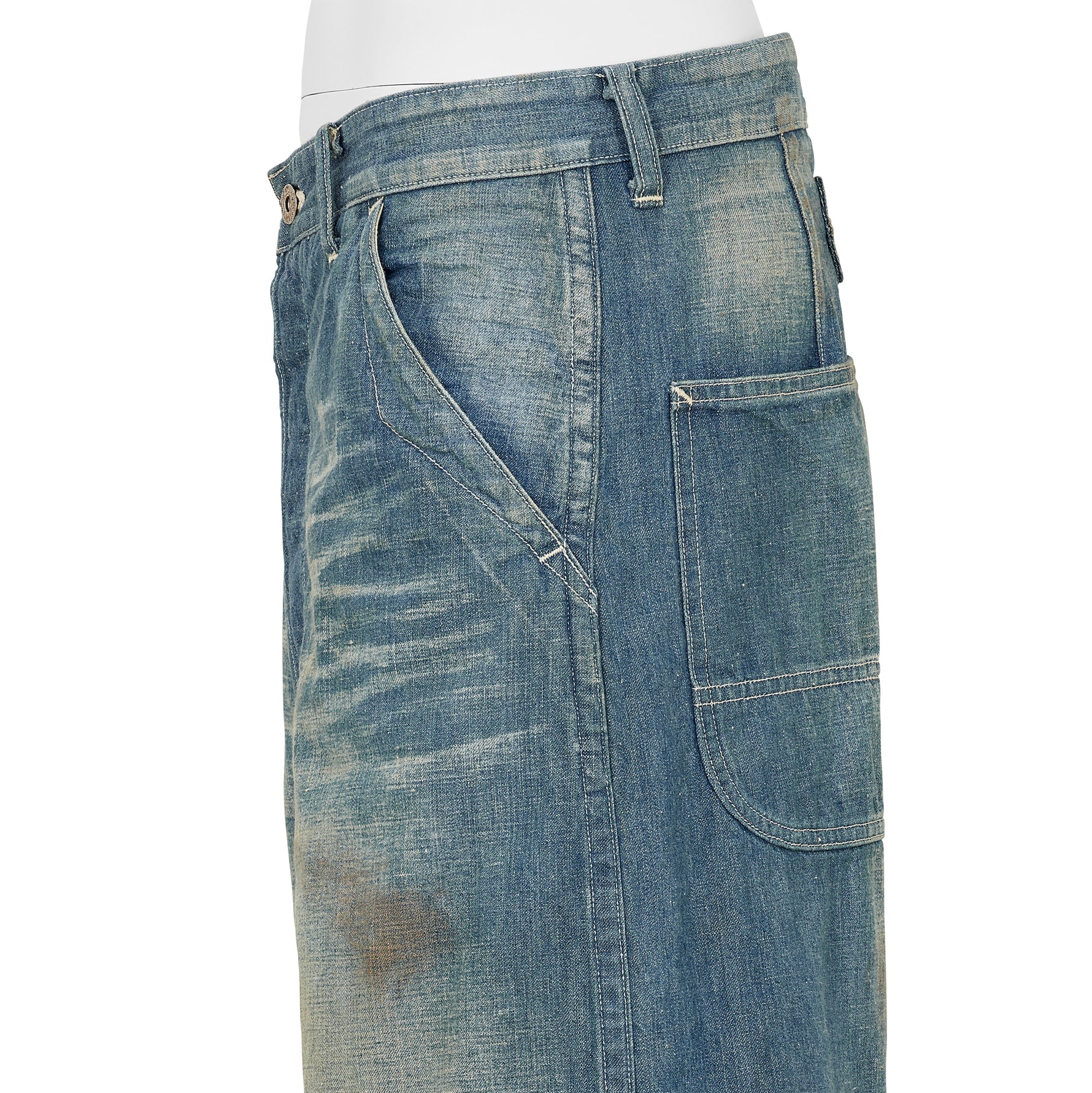 LOT.717 DAMAGED PAINTER PANTS WITH BUCKLE INDIGO