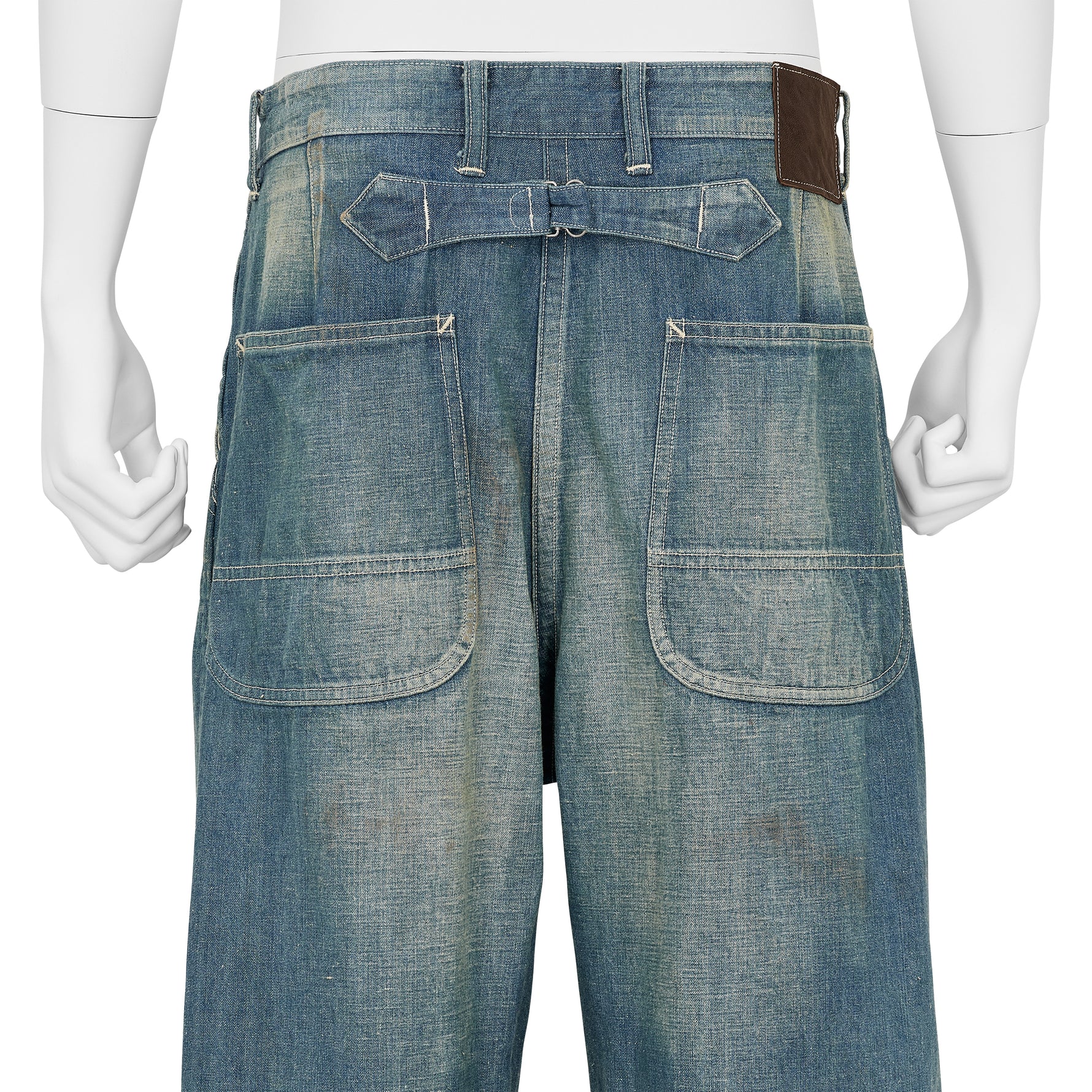 LOT.717 DAMAGED PAINTER PANTS WITH BUCKLE INDIGO